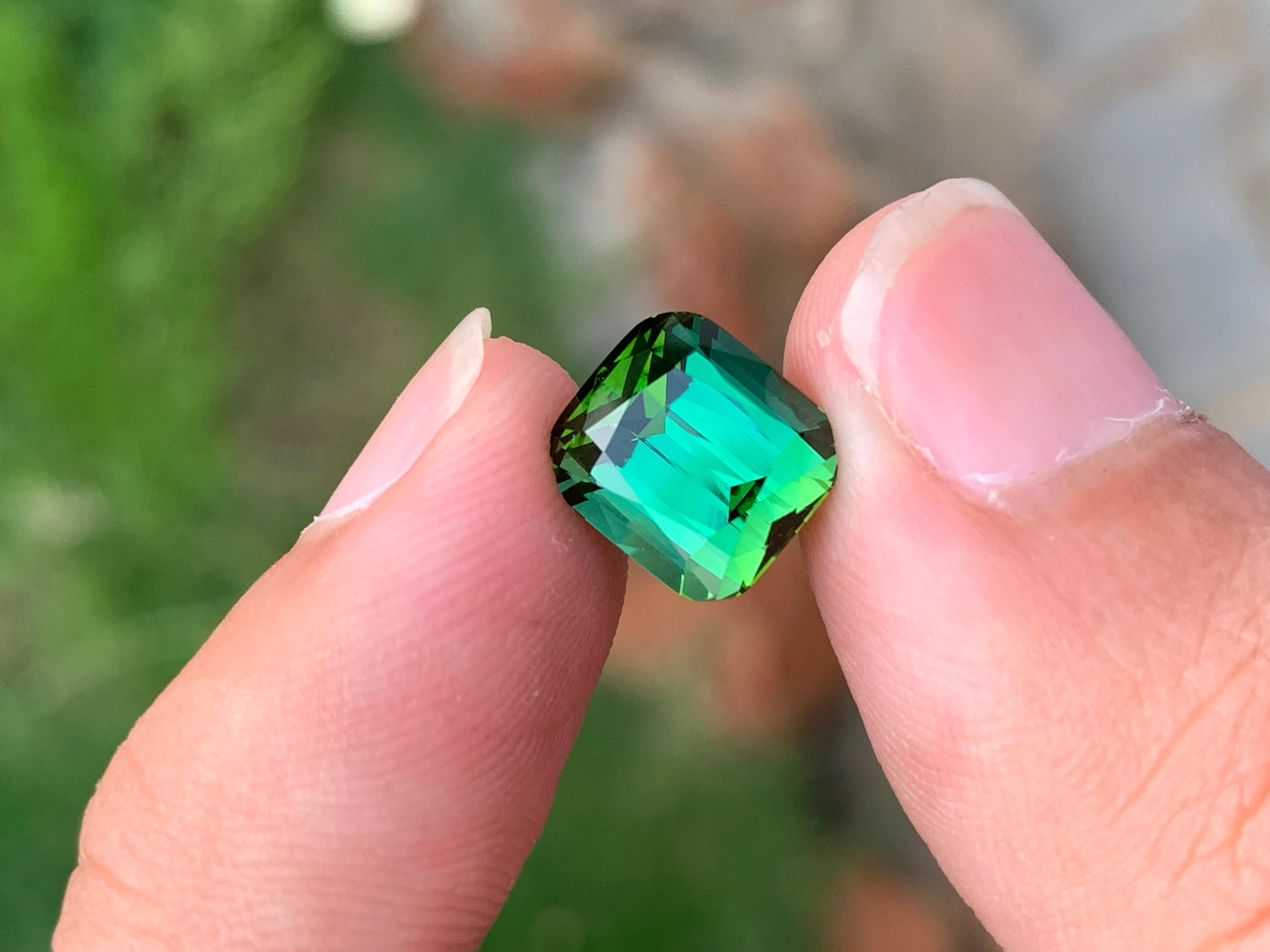 Arts and Crafts 5,20 Carati Nature sciolti Splendid Lavish Green Tourmaline Cushion Shape Gemstone in vendita