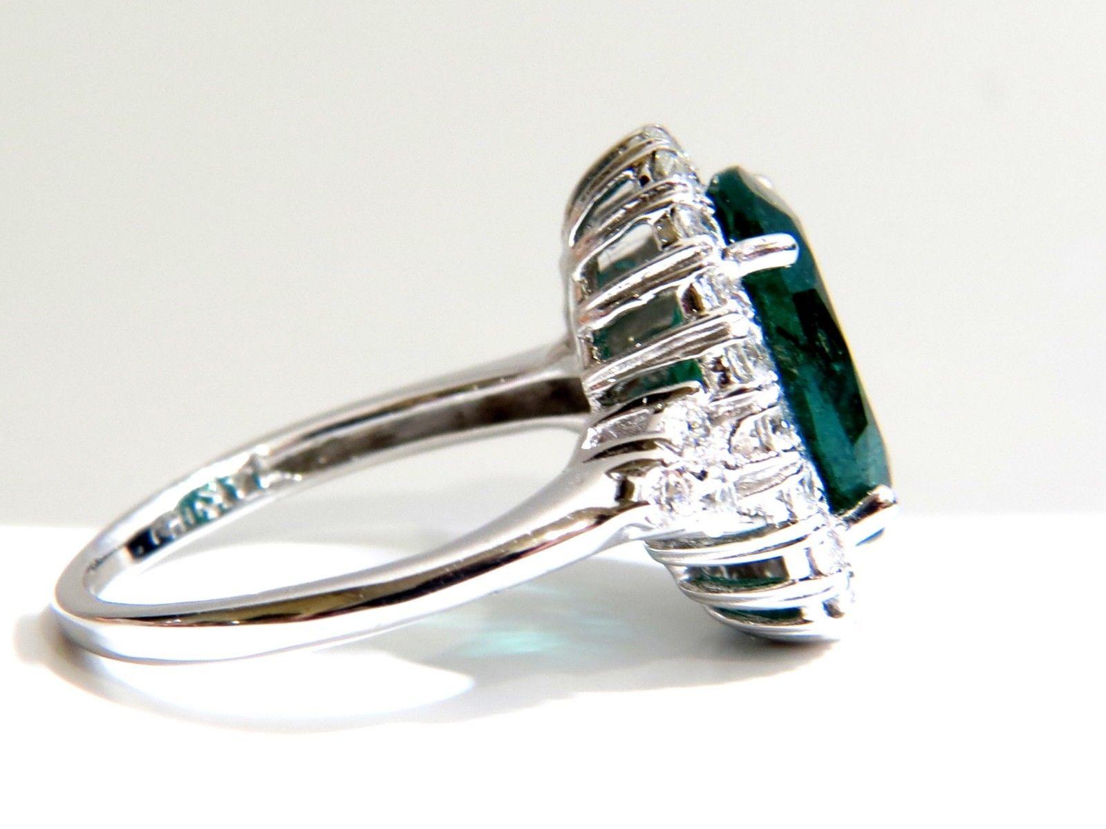 Round Cut 5.20 Carat Natural Vivid Bright Green Emerald Diamonds Ring 14 Karat