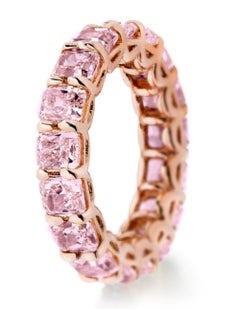 5.20 Carat Radiant Cut Pink Diamond Eternity Band Ring, GIA Certified