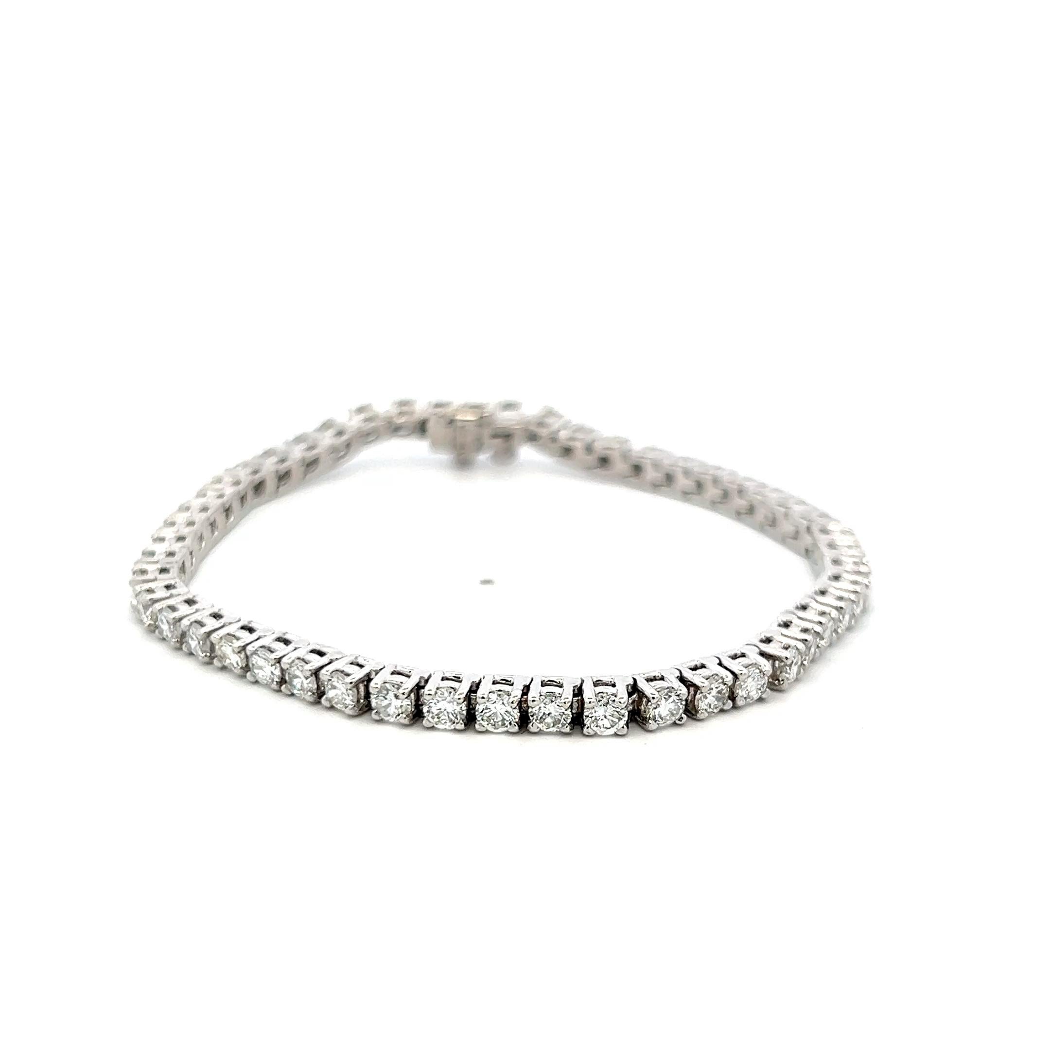 5,20 Karat Runder Brillant G VS Diamant 18 Karat Weißgold Tennisarmband Damen im Angebot