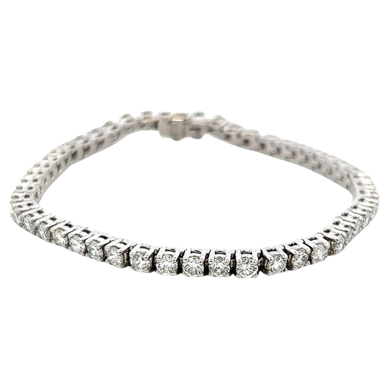 5,20 Karat Runder Brillant G VS Diamant 18 Karat Weißgold Tennisarmband im Angebot