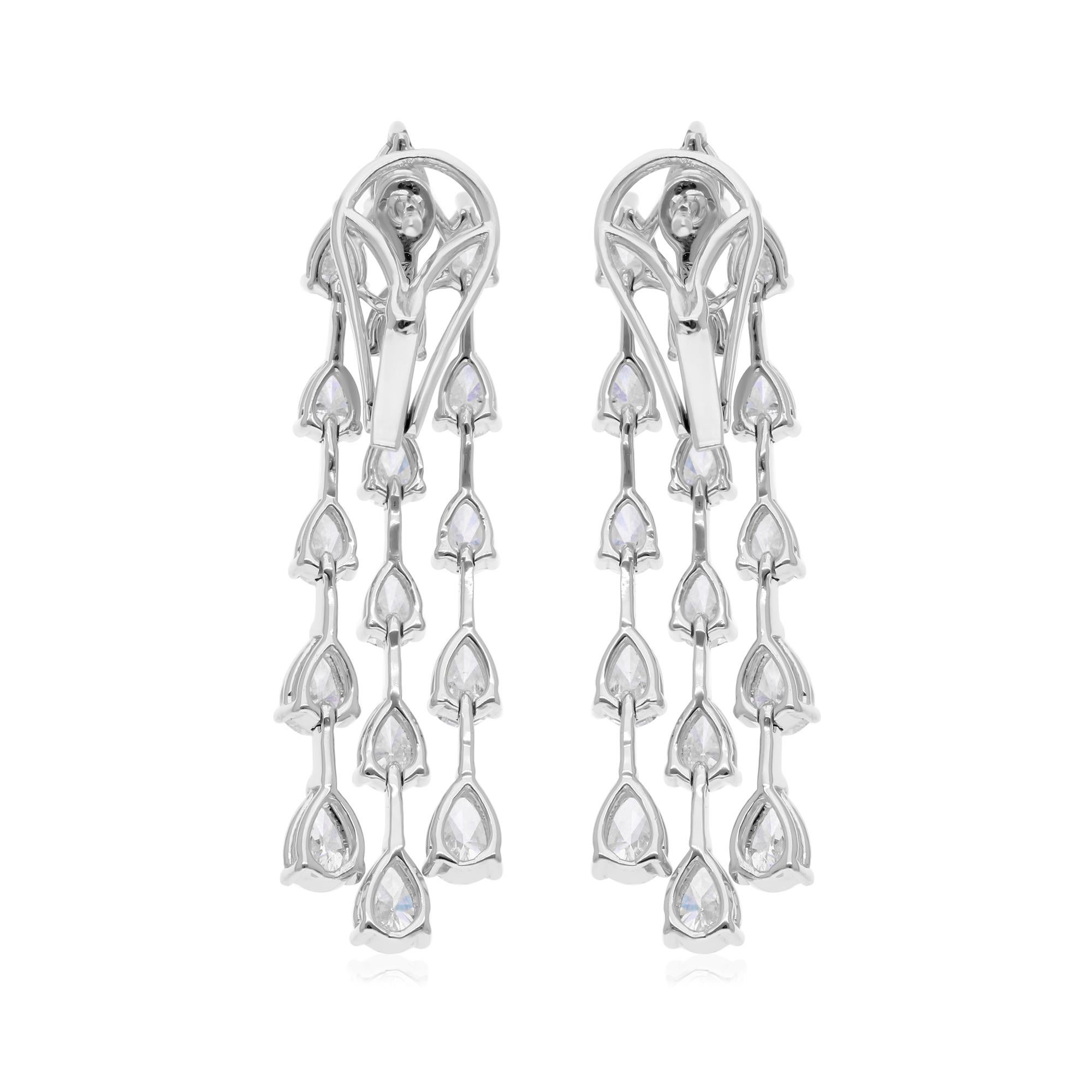 Boucles d'oreilles chandelier en or blanc 14k avec diamant poire taille brillant de 5,20 carats SI/H Neuf - En vente à Diera, Dubai