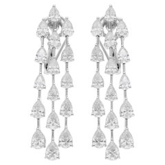 Boucles d'oreilles chandelier en or blanc 18 carats 5.20 carats SI/H diamant taille poire brillant