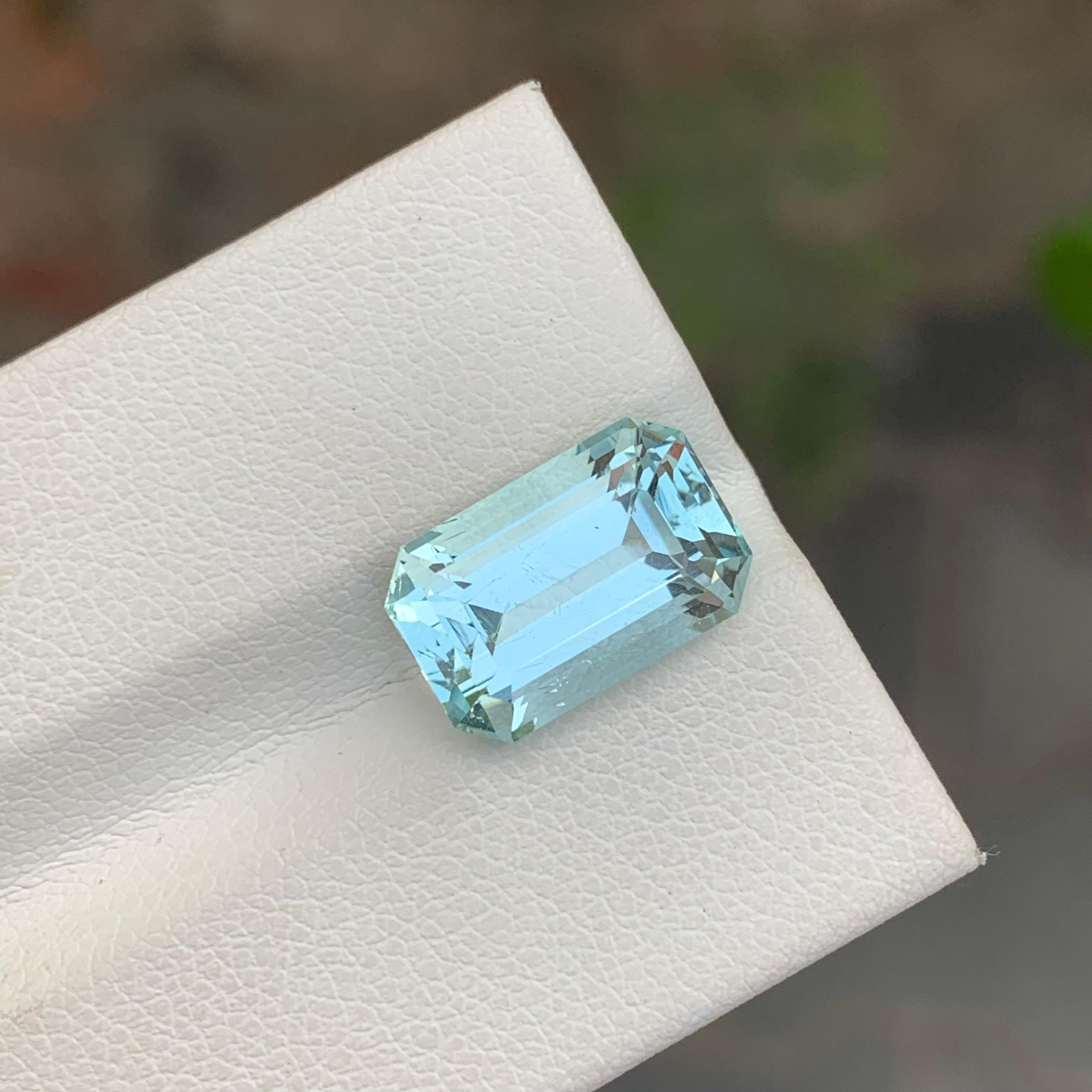 Loose Aquamarine
Weight: 5.20 Carat
Dimension: 12.6 x 8.3 x 6.9 Mm
Colour : Pale Blue
Origin: Shigar Valley, Pakistan
Treatment: Non
Certificate : On Demand
Shape: Emerald 

Aquamarine is a captivating gemstone known for its enchanting blue-green