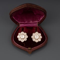 5.20 Carats Diamonds French Antique Earrings