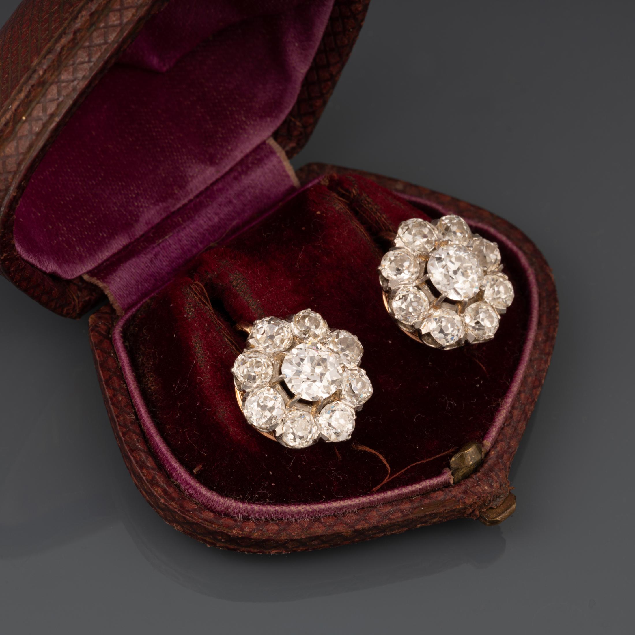Napoleon III 5.20 Carats Diamonds French Antique Earrings