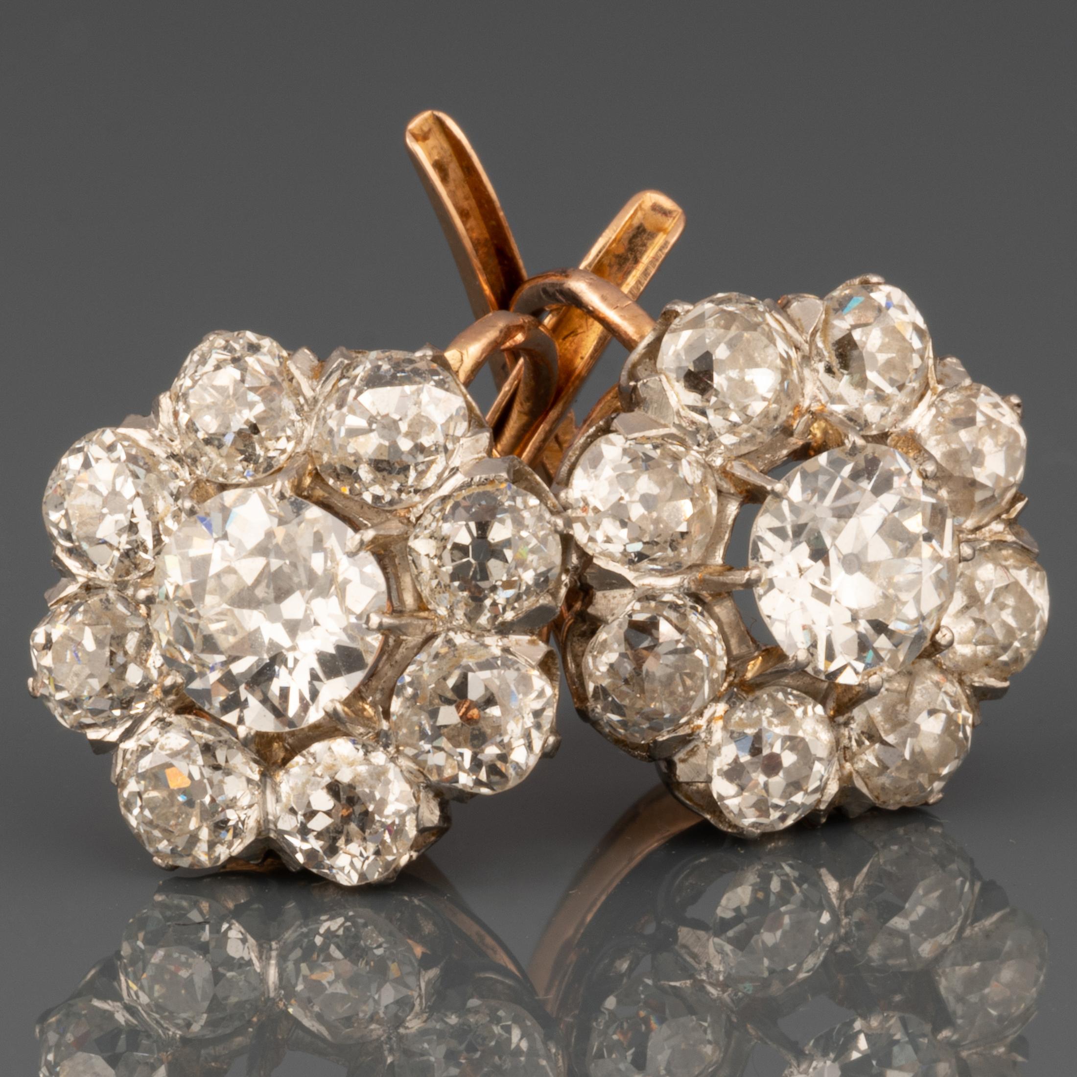 Women's 5.20 Carats Diamonds French Antique Earrings