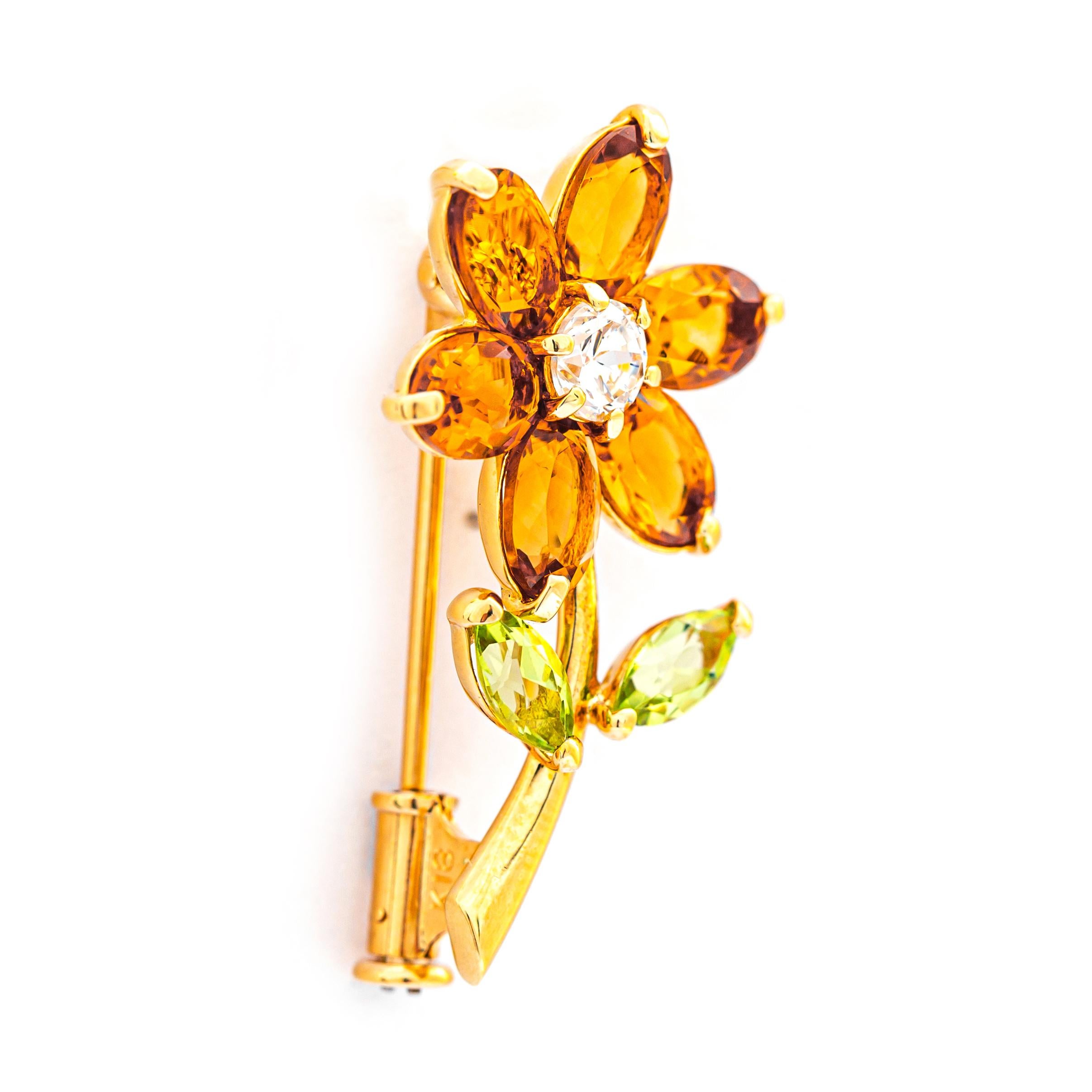 Modern 5.20 ct Gemstone Mix Flower Brooch, No Reserve Price