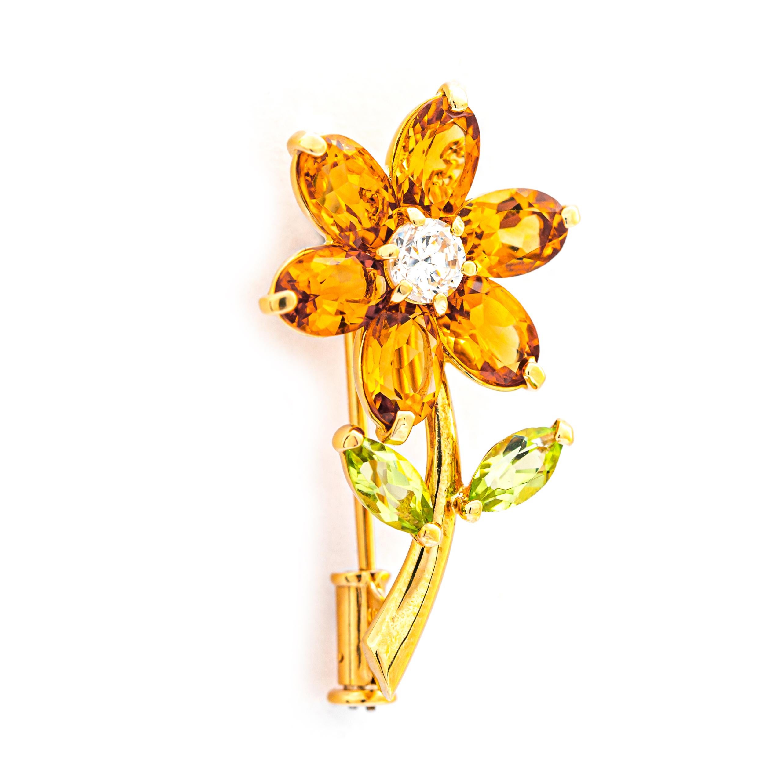 Oval Cut 5.20 ct Gemstone Mix Flower Brooch, No Reserve Price