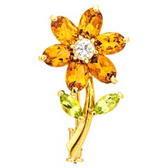 5.20 ct Gemstone Mix Flower Brooch, No Reserve Price