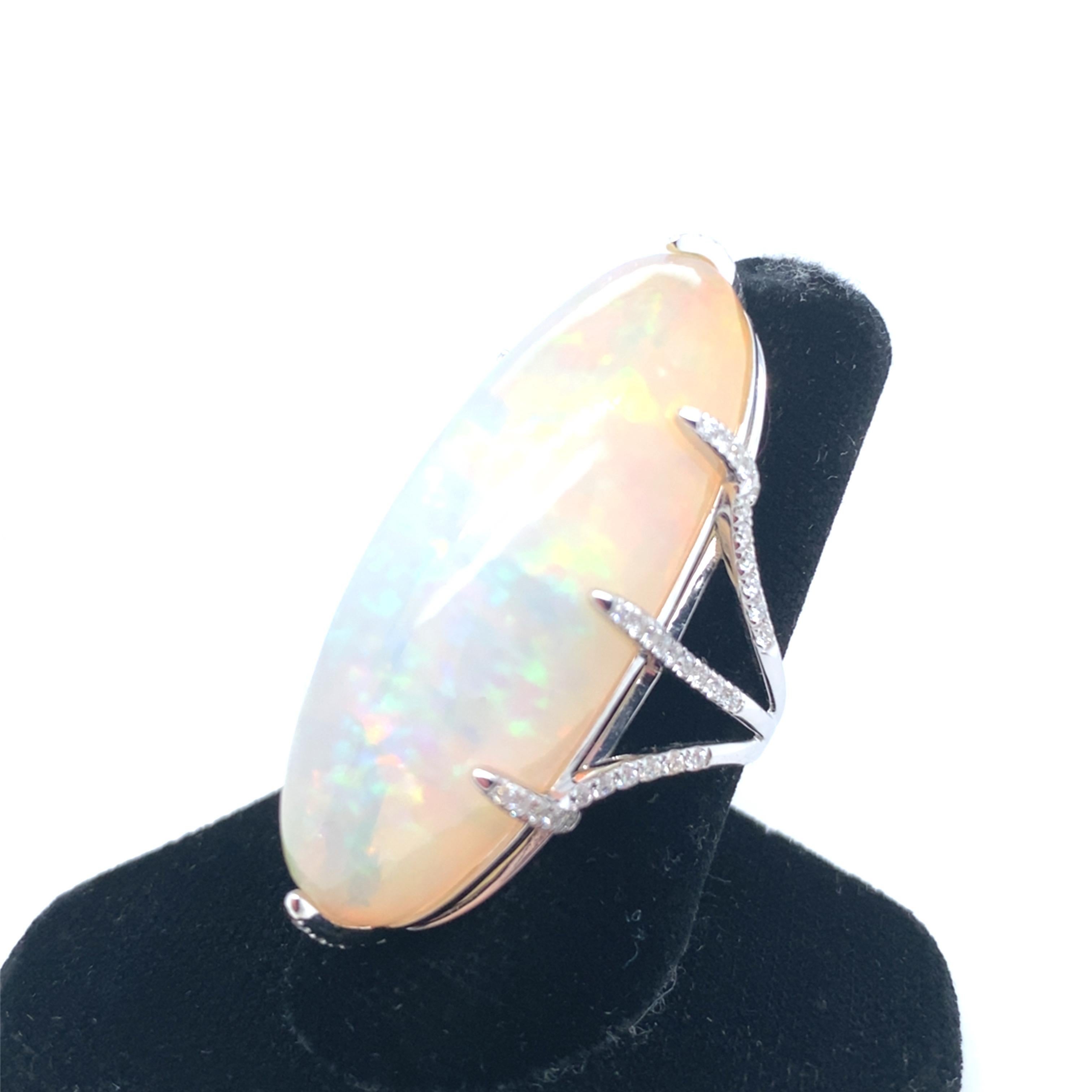 52.05 Carat Marquise Cut Opal Diamond White Gold Cocktail Ring For Sale 5
