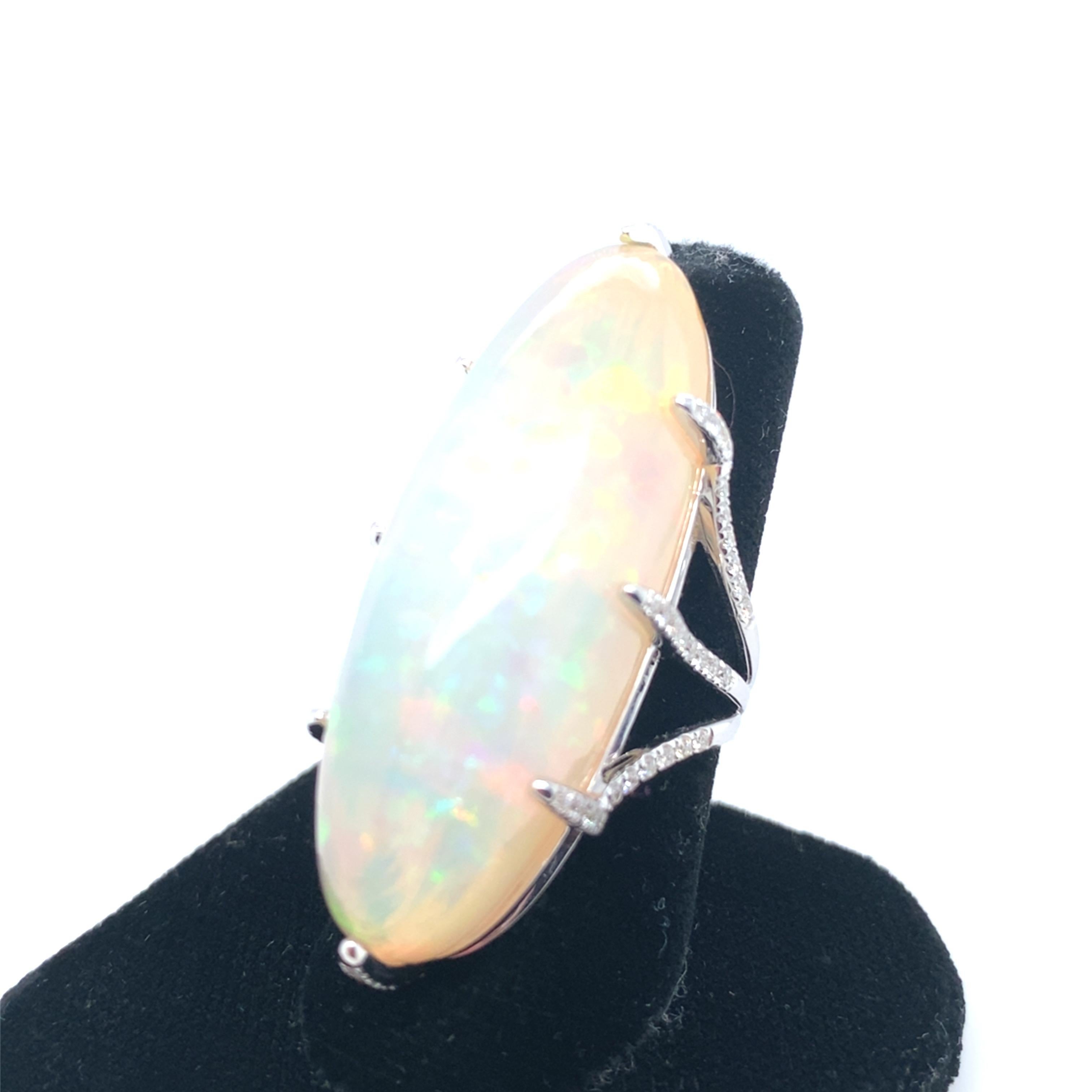 52.05 Carat Marquise Cut Opal Diamond White Gold Cocktail Ring For Sale 6