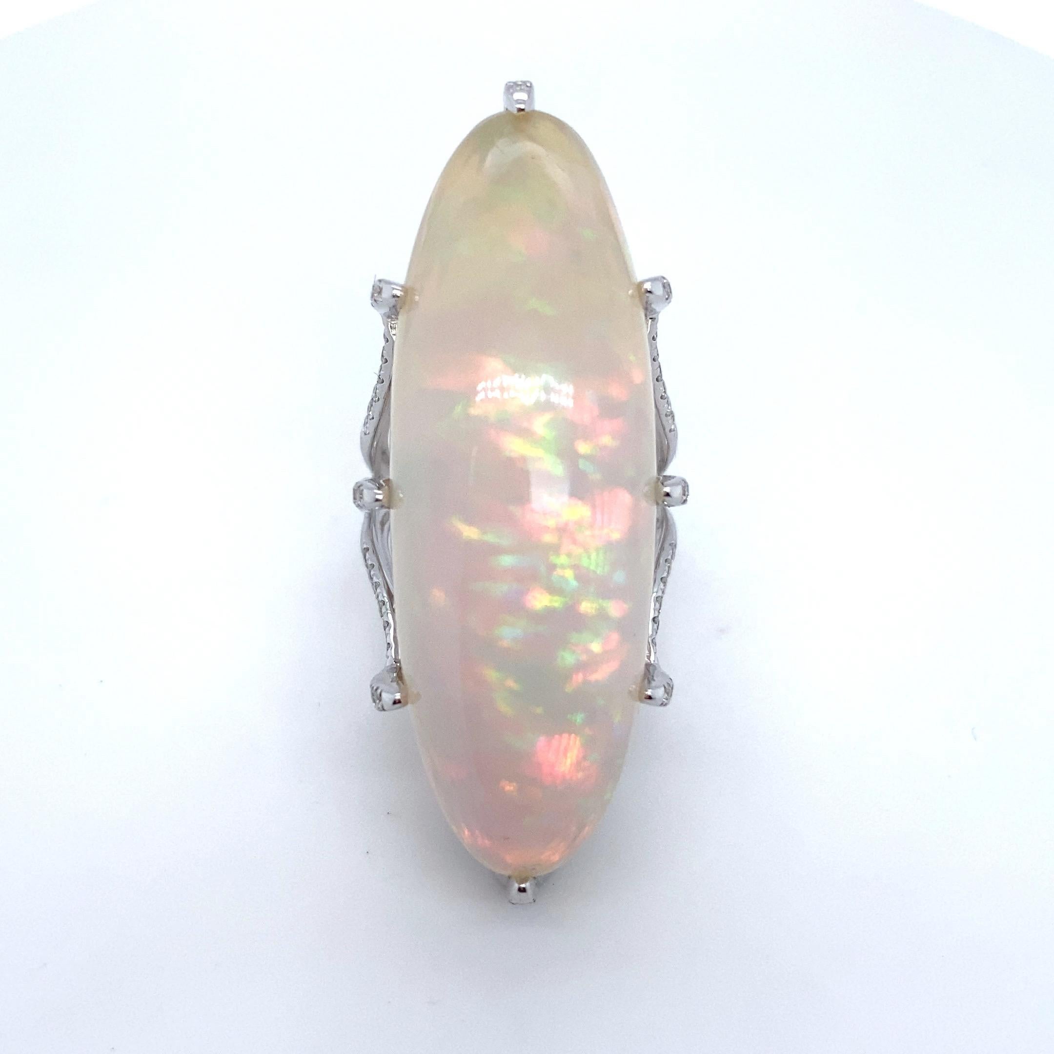 52.05 Carat Marquise Cut Opal Diamond White Gold Cocktail Ring For Sale 7