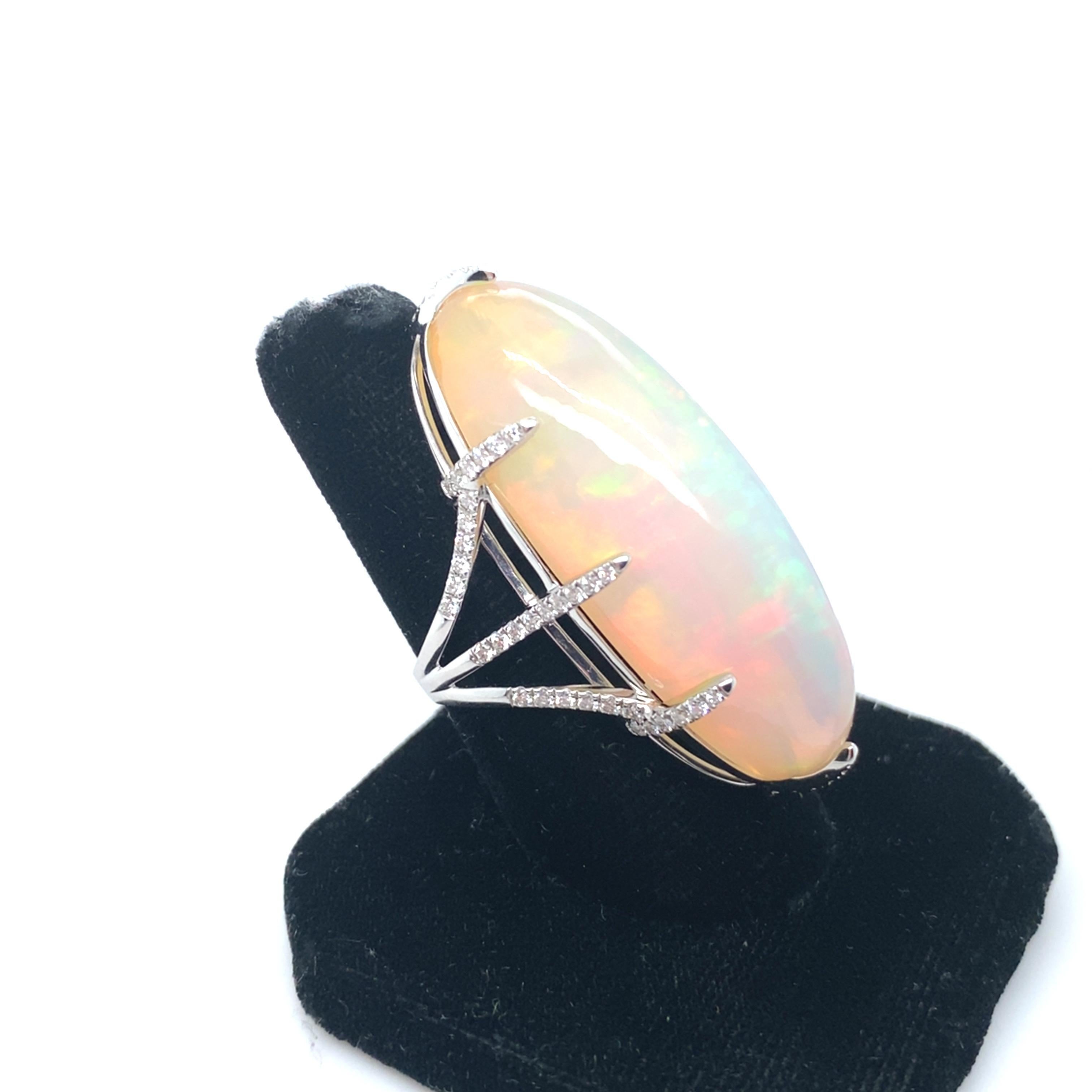 Women's 52.05 Carat Marquise Cut Opal Diamond White Gold Cocktail Ring For Sale