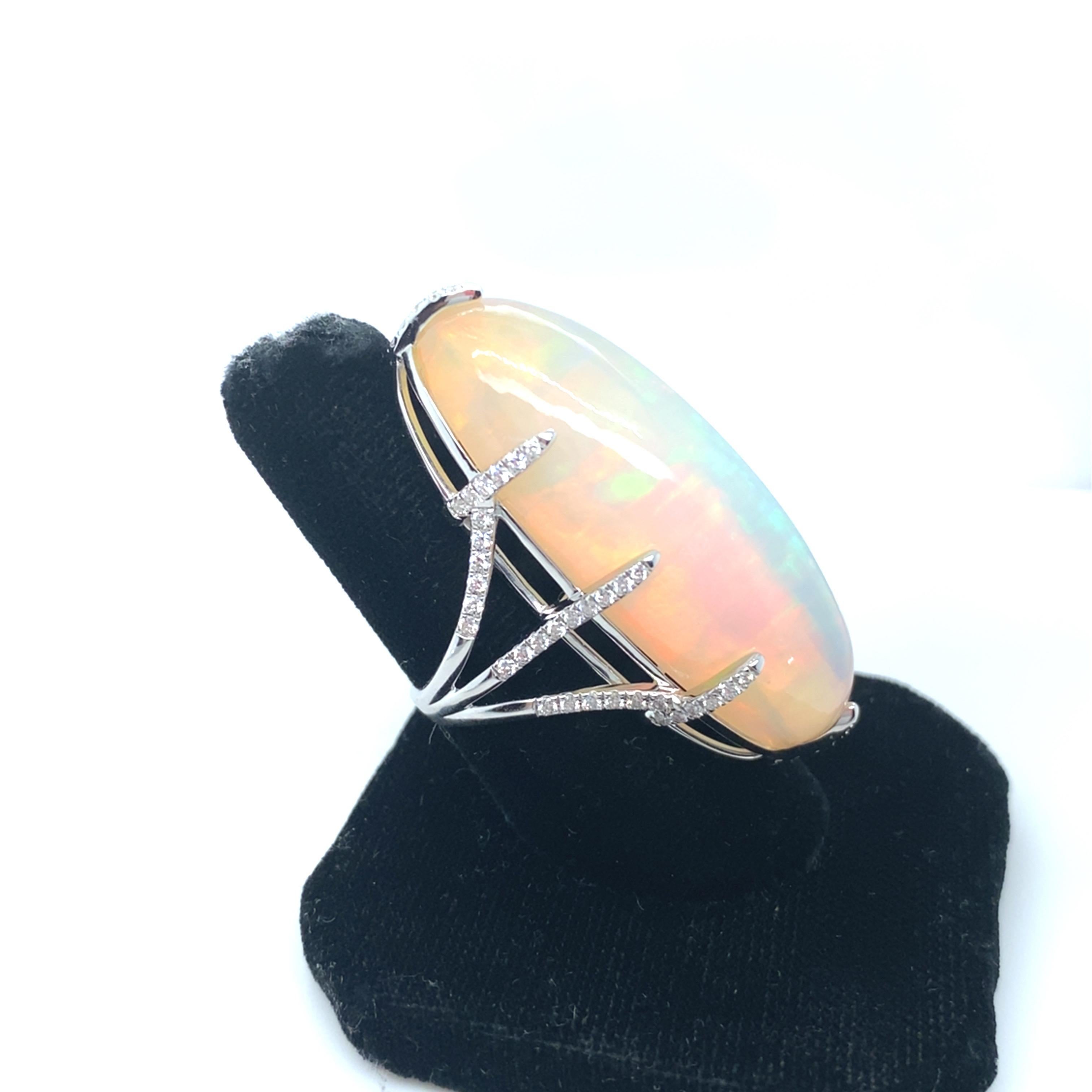 52.05 Carat Marquise Cut Opal Diamond White Gold Cocktail Ring For Sale 1