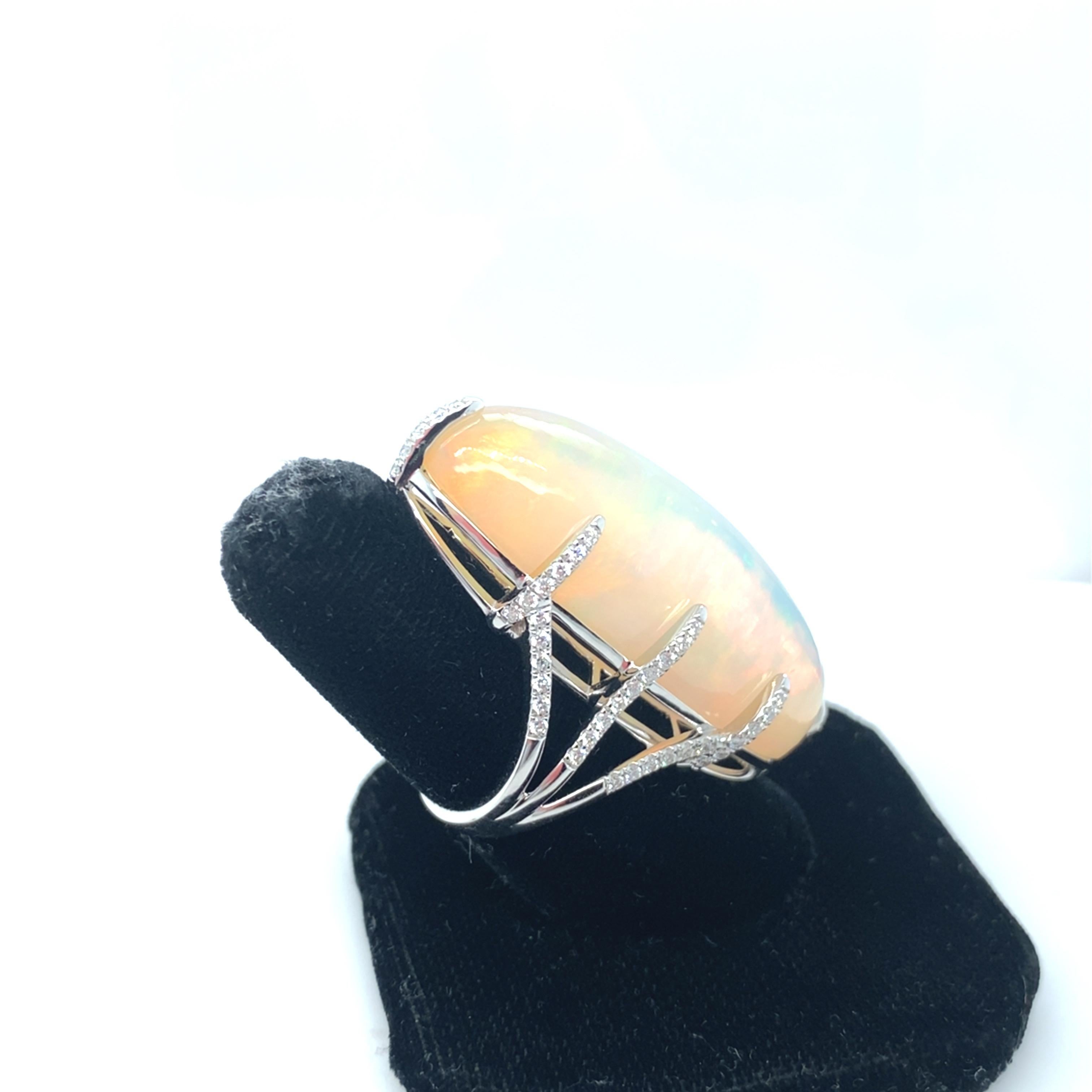 52.05 Carat Marquise Cut Opal Diamond White Gold Cocktail Ring For Sale 2
