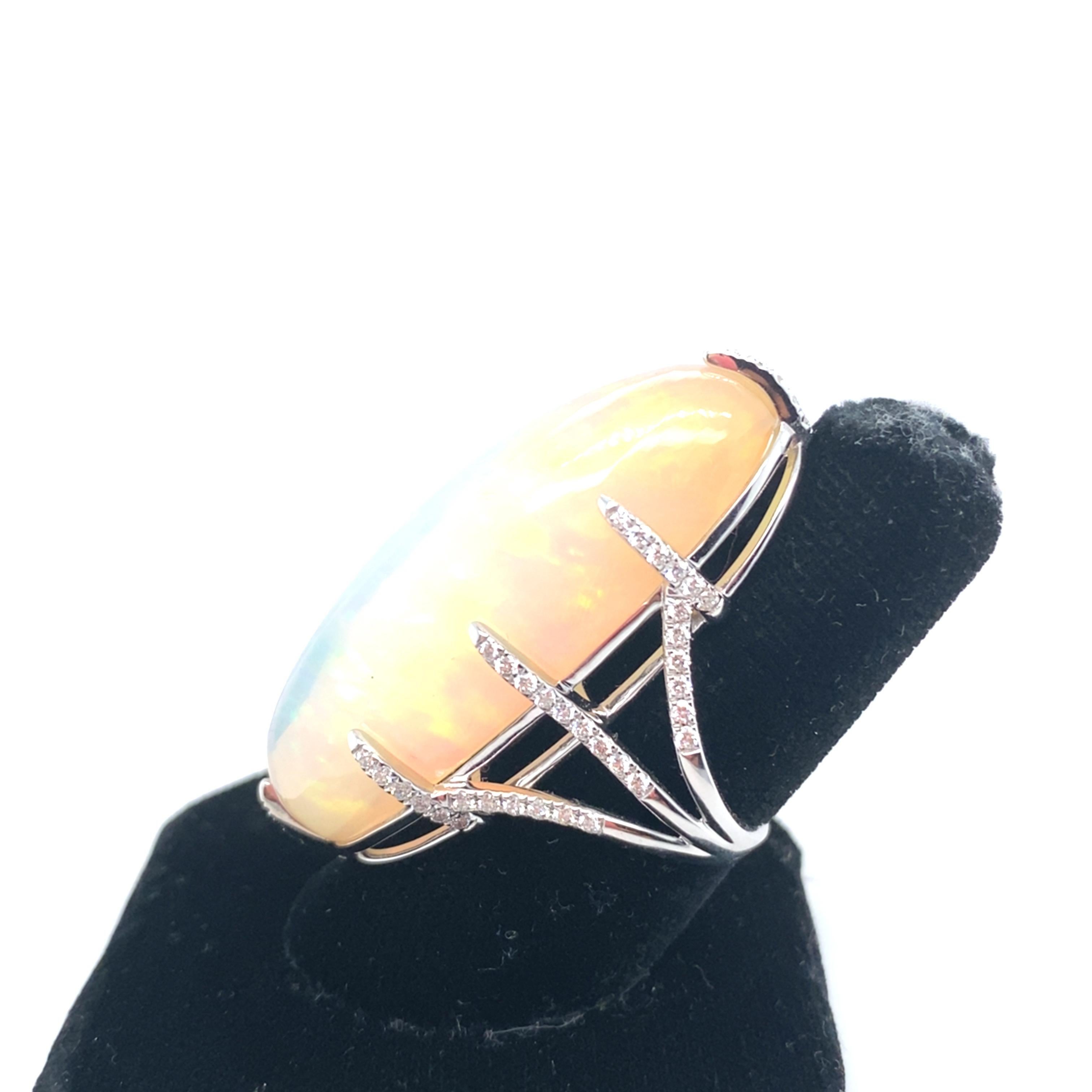 52.05 Carat Marquise Cut Opal Diamond White Gold Cocktail Ring For Sale 3