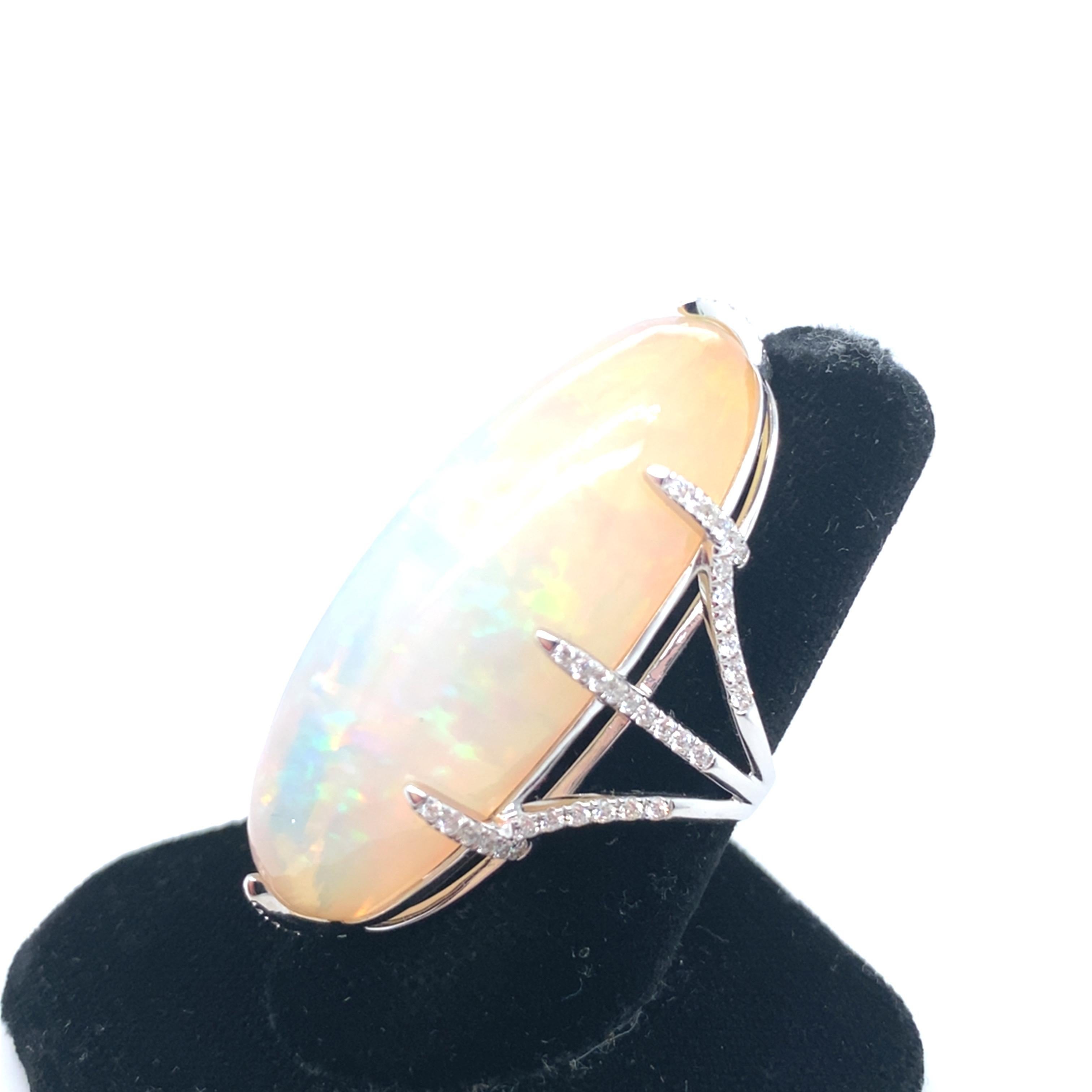 52.05 Carat Marquise Cut Opal Diamond White Gold Cocktail Ring For Sale 4