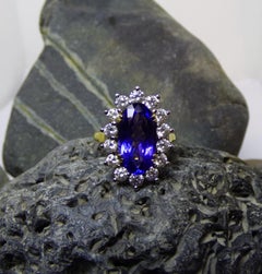 5.20ct Tanzanite and Diamond Cluster Ring