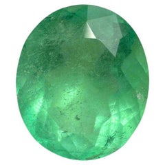 5.21 Carat 12x10 Yellowish Green Oval Colombian Emerald Loose Gemstone