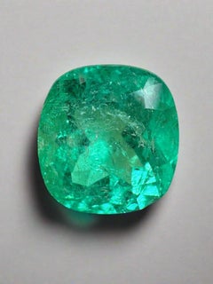 5.21 Carat Certified Green Colombian Emerald - 11x10.5 Cushion Cut Chivor Gem