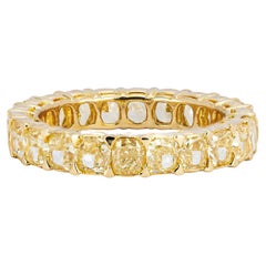 5.21 carat Natural Yellow Diamond Eternity Band 18kt
