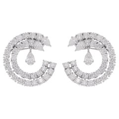5.21 Carat Pear & Round Diamond Earrings 18 Karat White Gold Handmade Jewelry