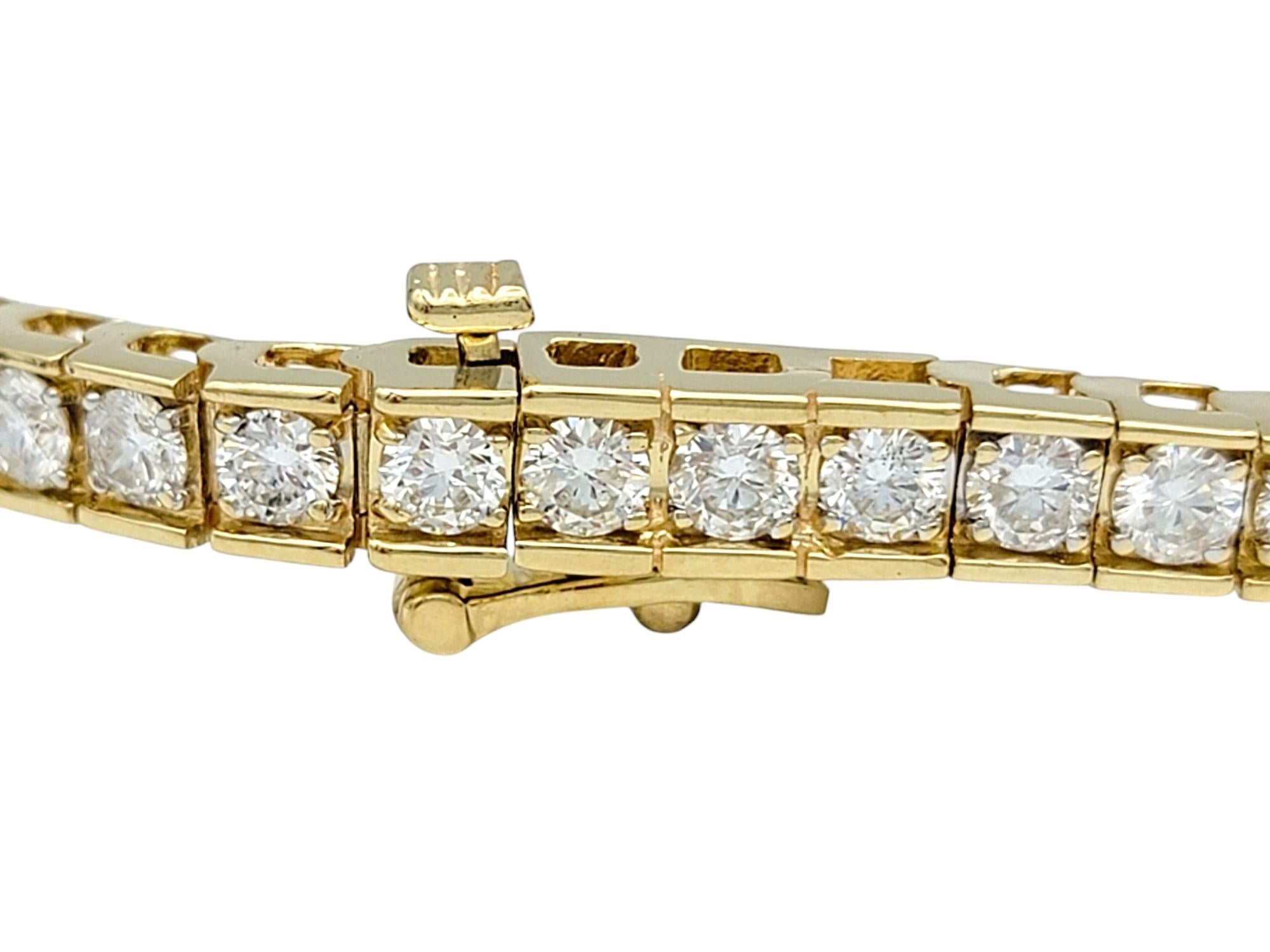 5.21 Carat Total Channel Set Round Diamond Tennis Bracelet 14 Karat Yellow Gold In Good Condition For Sale In Scottsdale, AZ