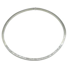 5.21 Carat Total Princess Cut Diamond Snake Chain Necklace 18 Karat White Gold