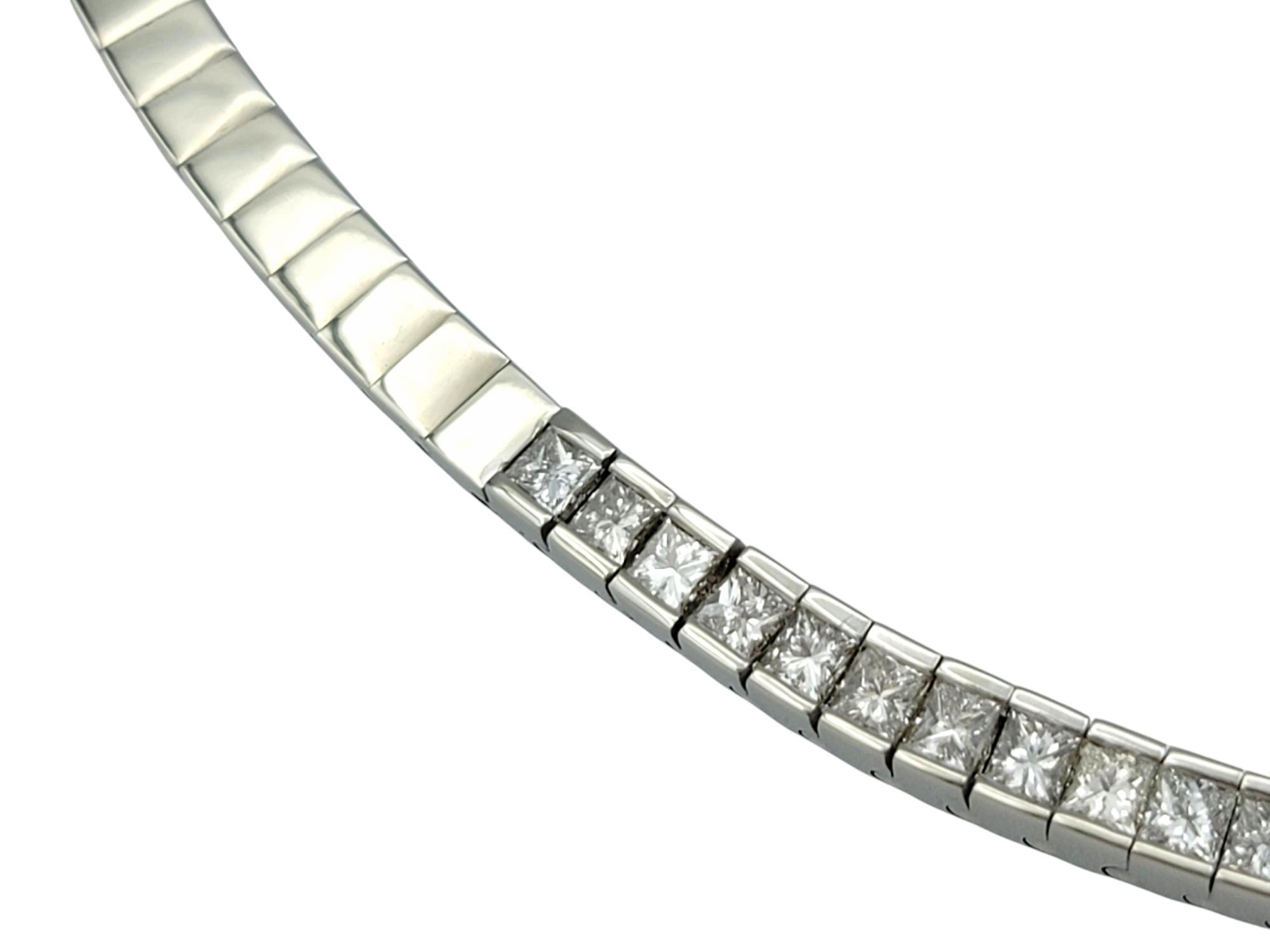 Taglio princess Collana a catena con diamanti taglio principessa da 5,21 carati totali in oro bianco 18 carati in vendita