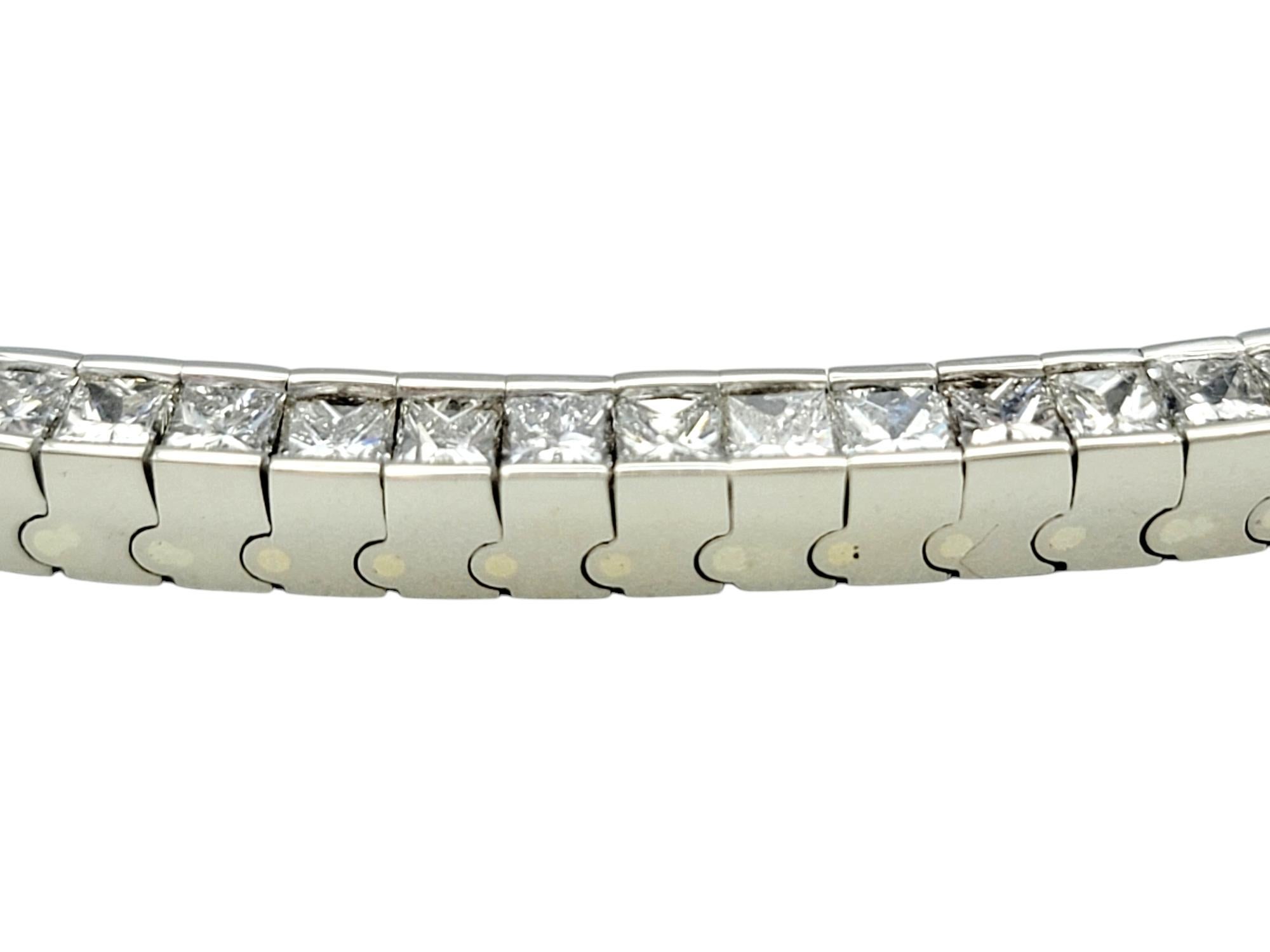 Collana a catena con diamanti taglio principessa da 5,21 carati totali in oro bianco 18 carati In condizioni buone in vendita a Scottsdale, AZ