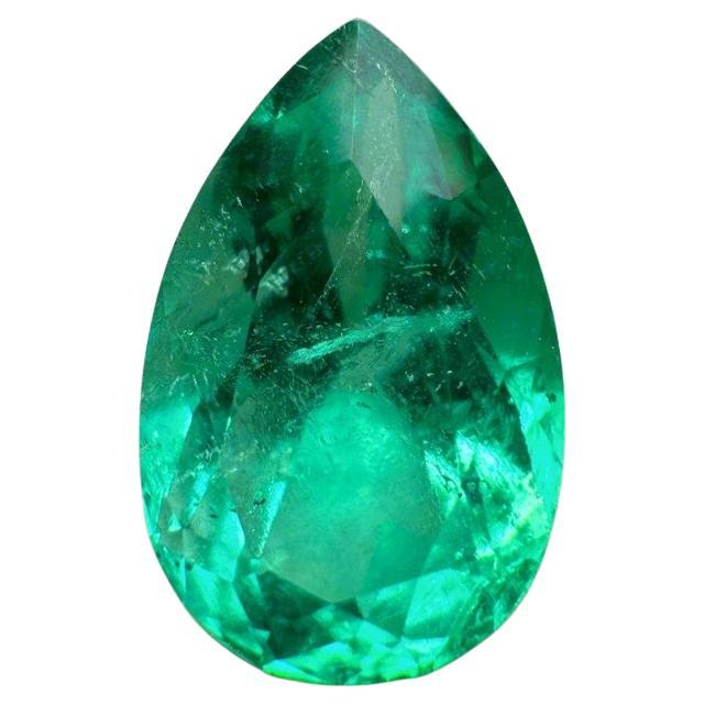 Esmeralda colombiana vivaz de 5,21 quilates - Lágrima de 14,3x9 corte pera Piedra de nacimiento de mayo