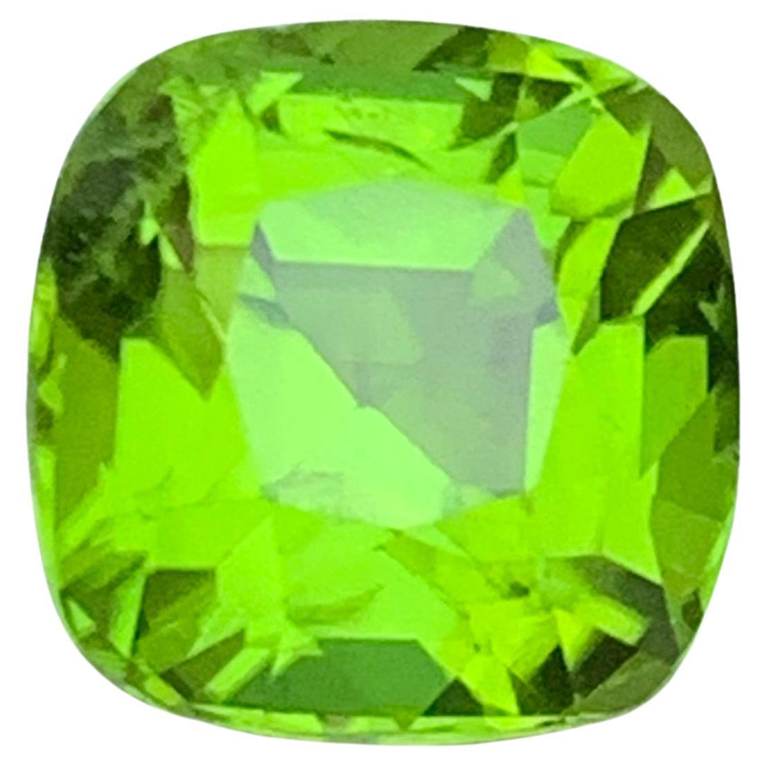 5.21 Carat Vivid Green Natural Peridot Cushion Cut Loose Gemstone from Pakistan