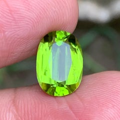5.21 Carat Vivid Green Natural Peridot, Oval Cut Loose Gemstone from Pakistan