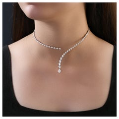 5.21 Ct Natural Diamond Collar Open Choker Wedding Necklace 14k White Gold