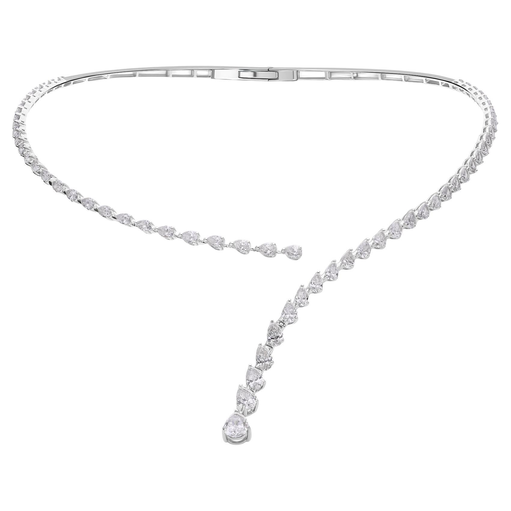 5.21 Ct Natural Diamond Collar Open Choker Wedding Necklace 14k White Gold