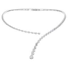 5.21 Ct Natural Diamond Collar Open Choker Wedding Necklace 14k White Gold