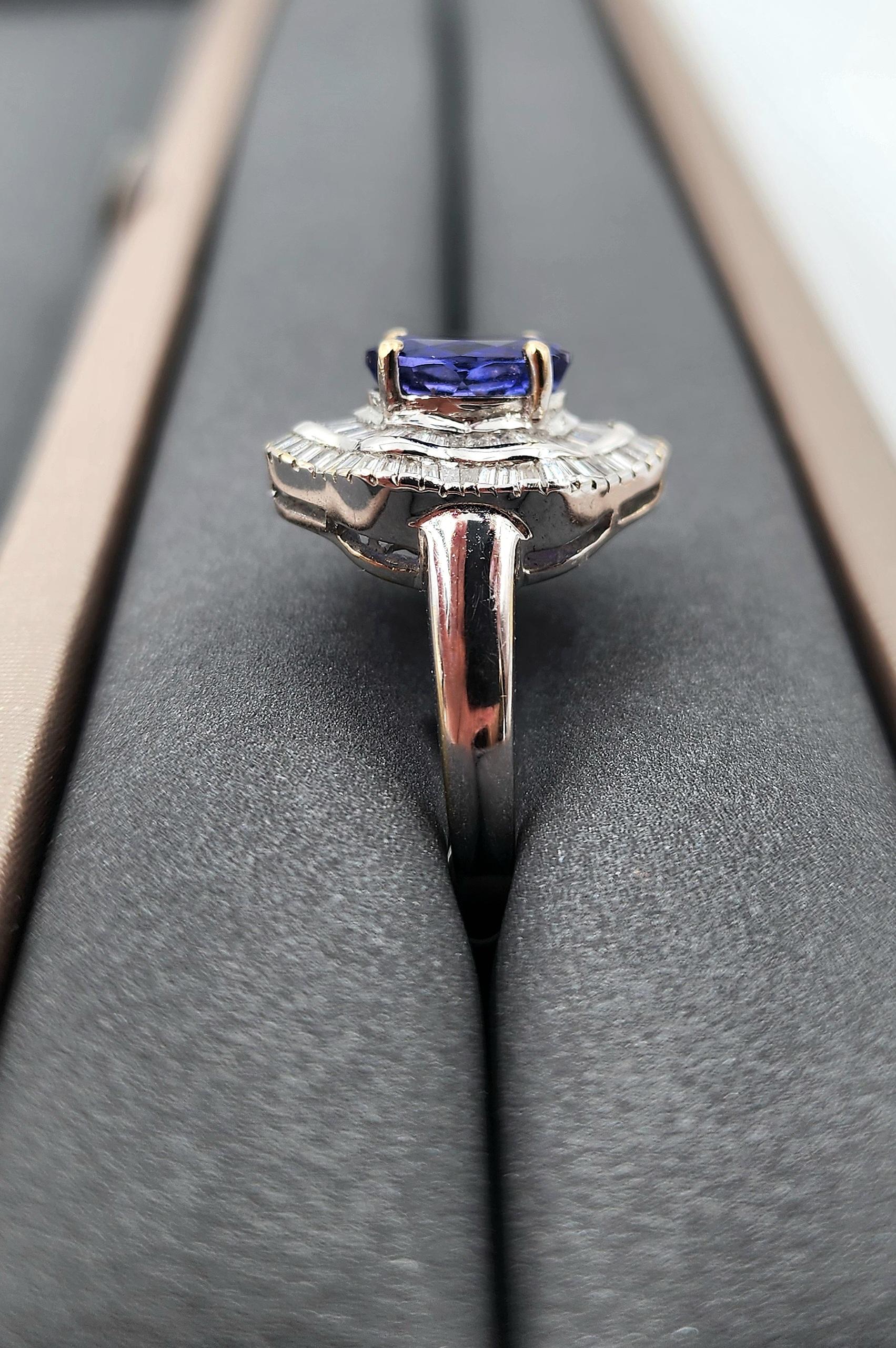 5.21 Karat Tansanit & Diamantring im Angebot 1