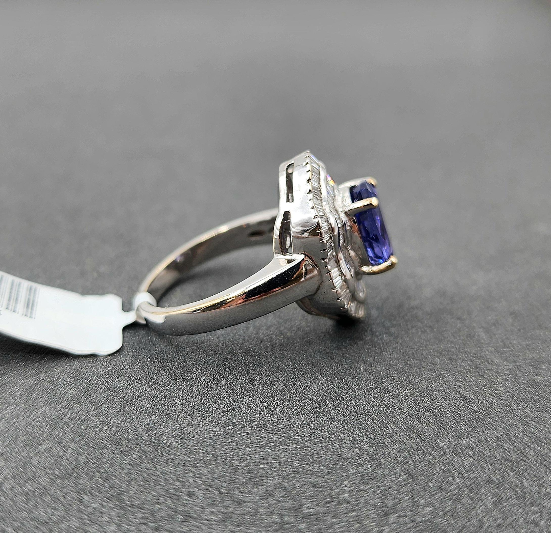 5.21 Karat Tansanit & Diamantring im Angebot 3