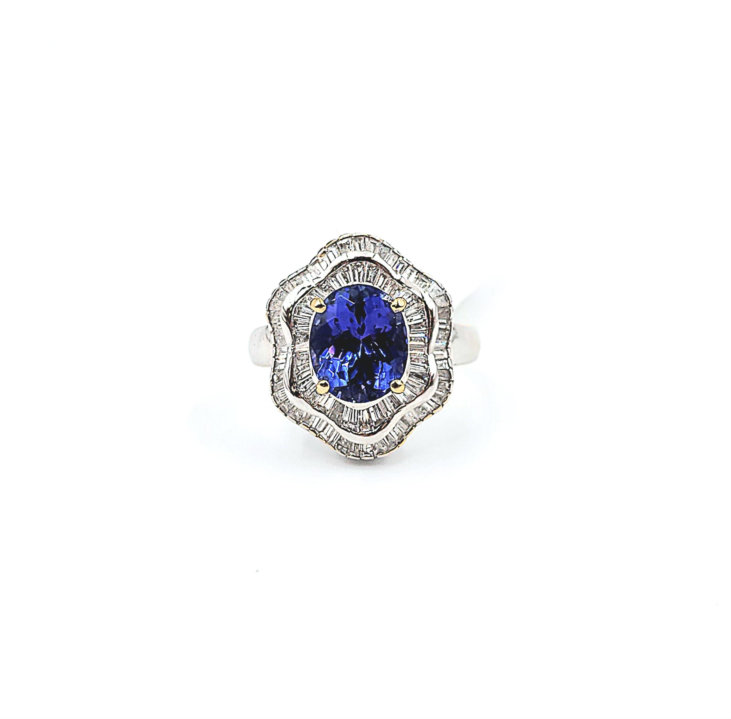 5.21 Karat Tansanit & Diamantring im Angebot 5