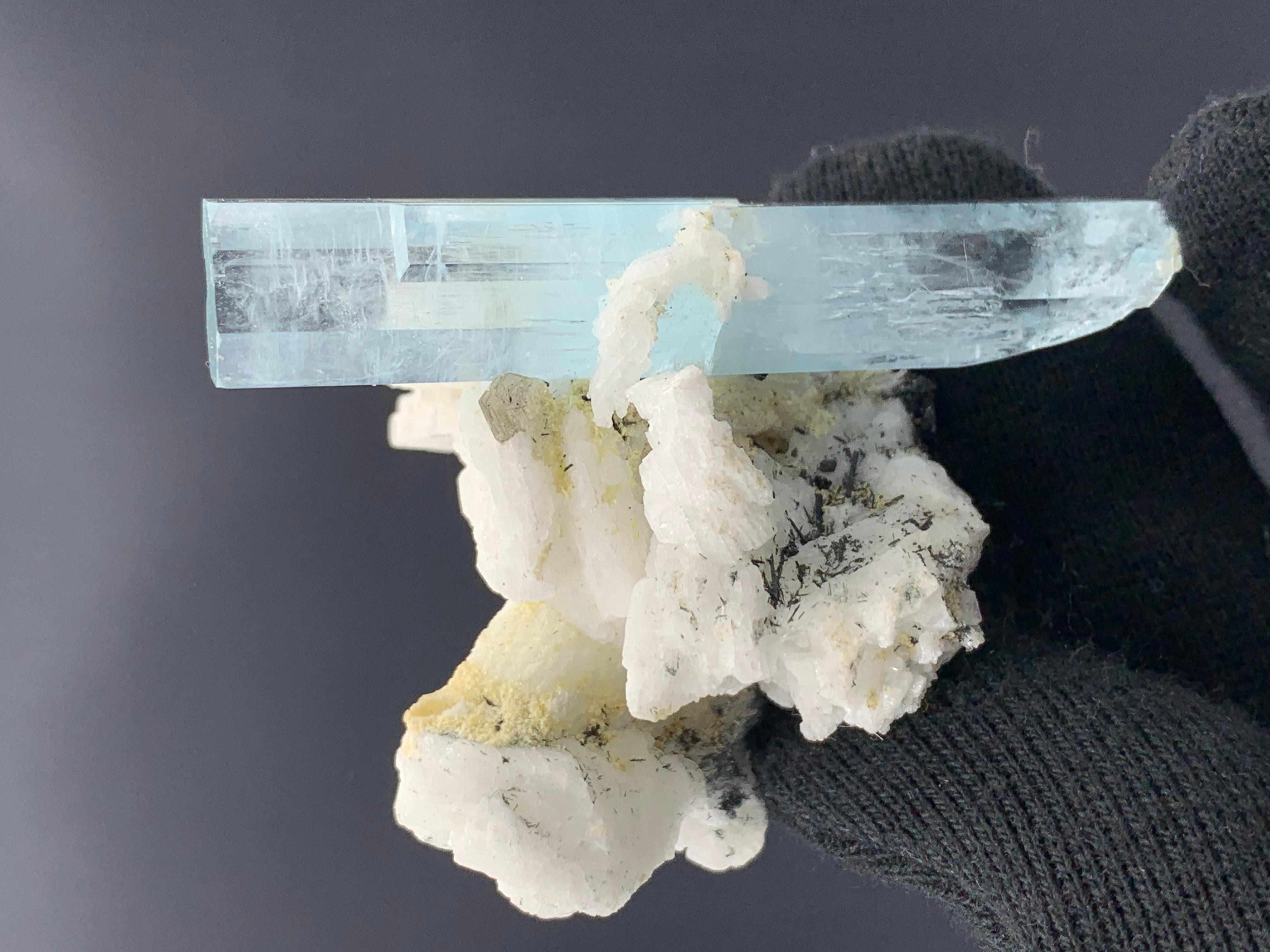 Pakistano 52,14 grammi di bellissimo esemplare di acquamarina con spruzzo di scorza da Skardu, Pakistan in vendita