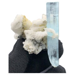 Antique 52.14 Gram Beautiful Aquamarine Specimen With Schorl Spray From Skardu, Pakistan