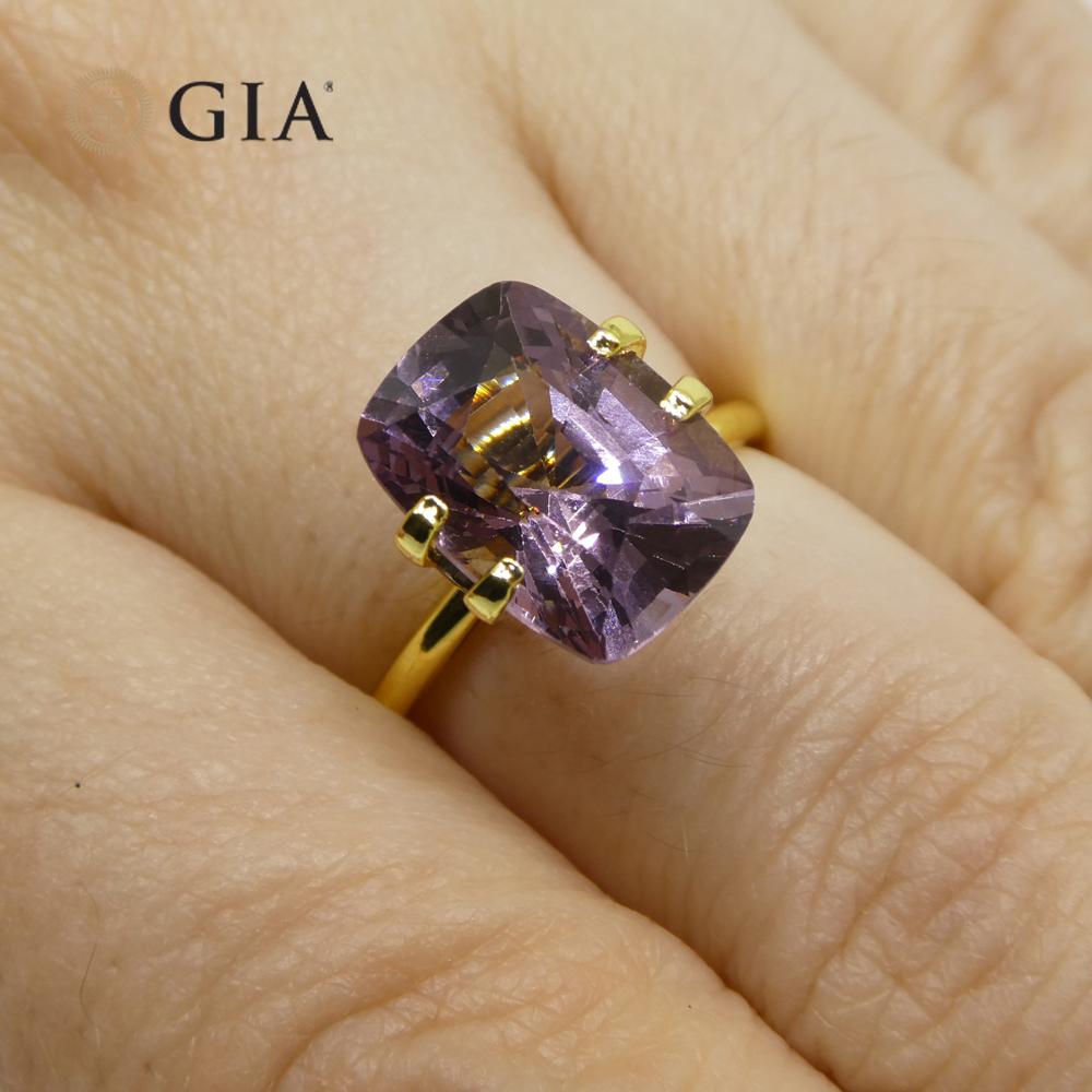 Spinelle rose-violet coussin 5,21 carats certifiée GIA  Non chauffé  en vente 9