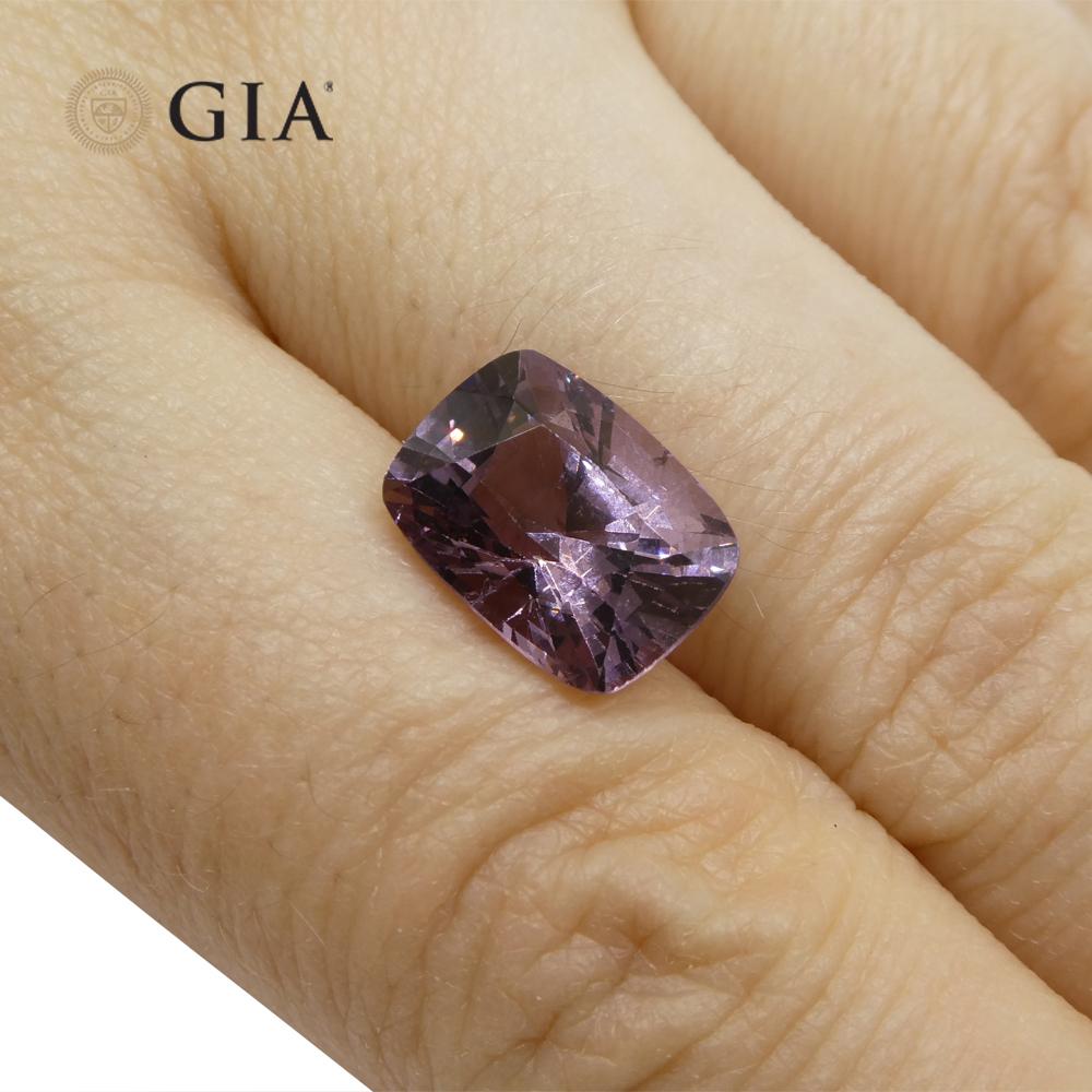 Brilliant Cut 5.21ct Cushion Purple-Pink Spinel GIA Certified  Unheated  For Sale