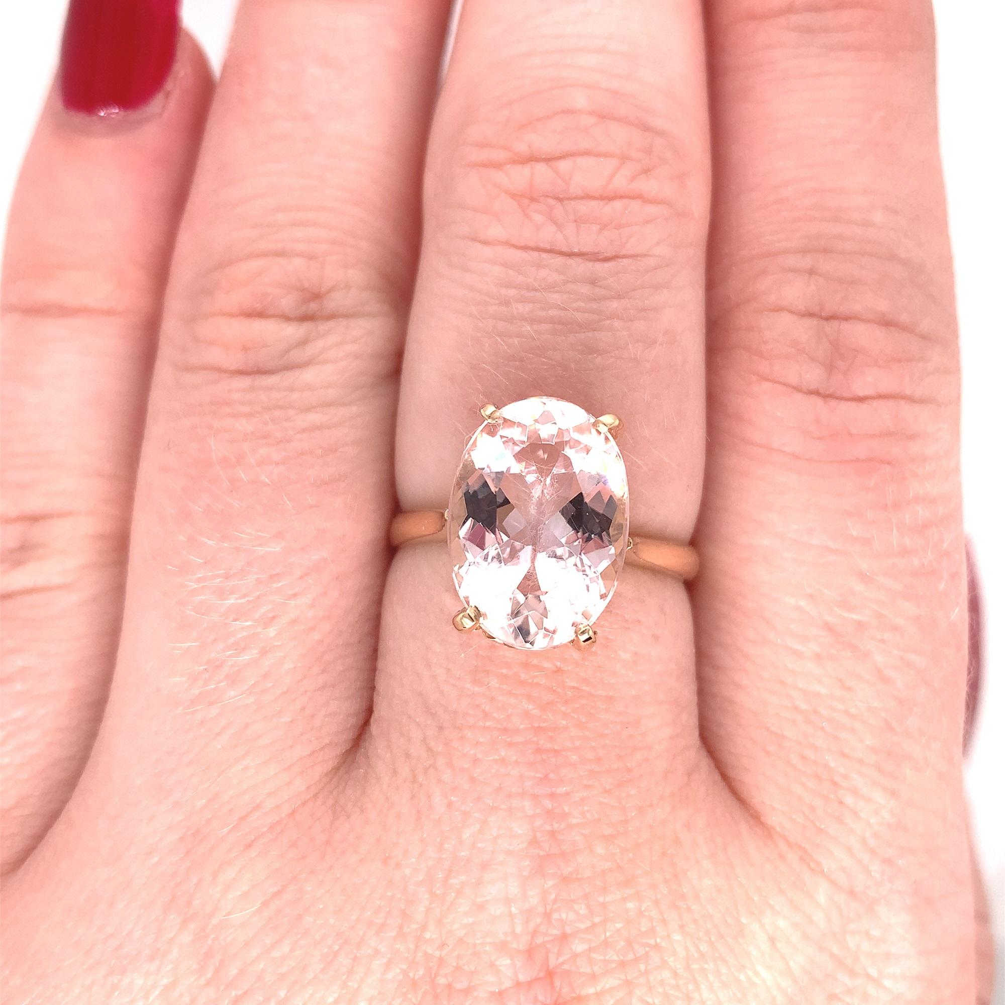 5.21ct Oval Morganite Solitaire 14K Ring 1