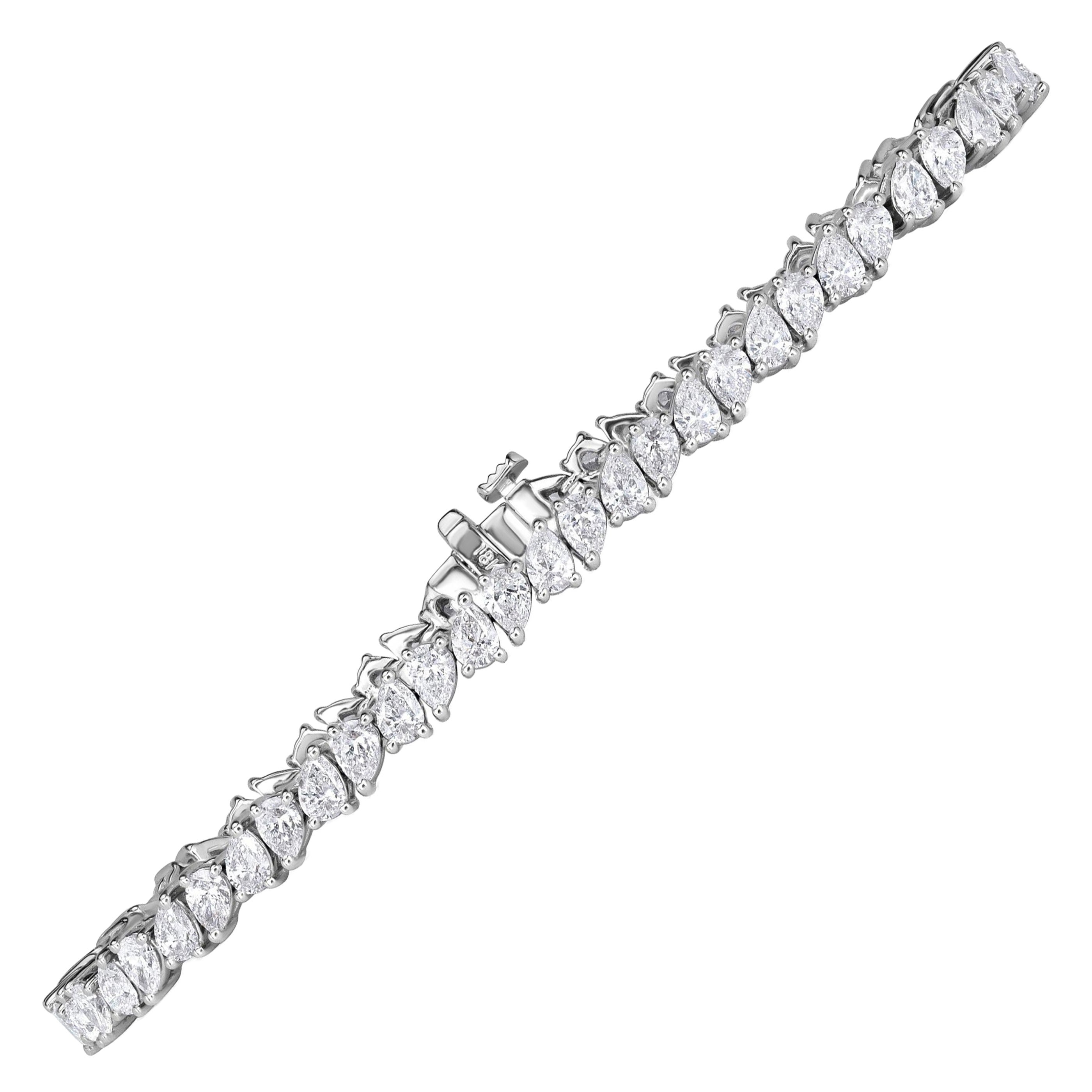 5.21ct Pear Shaped Diamond Tennis Bracelet