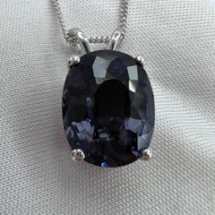 5.21ct Purple Grey Titanium Spinel Fancy Oval 18k White Gold Solitaire Pendant