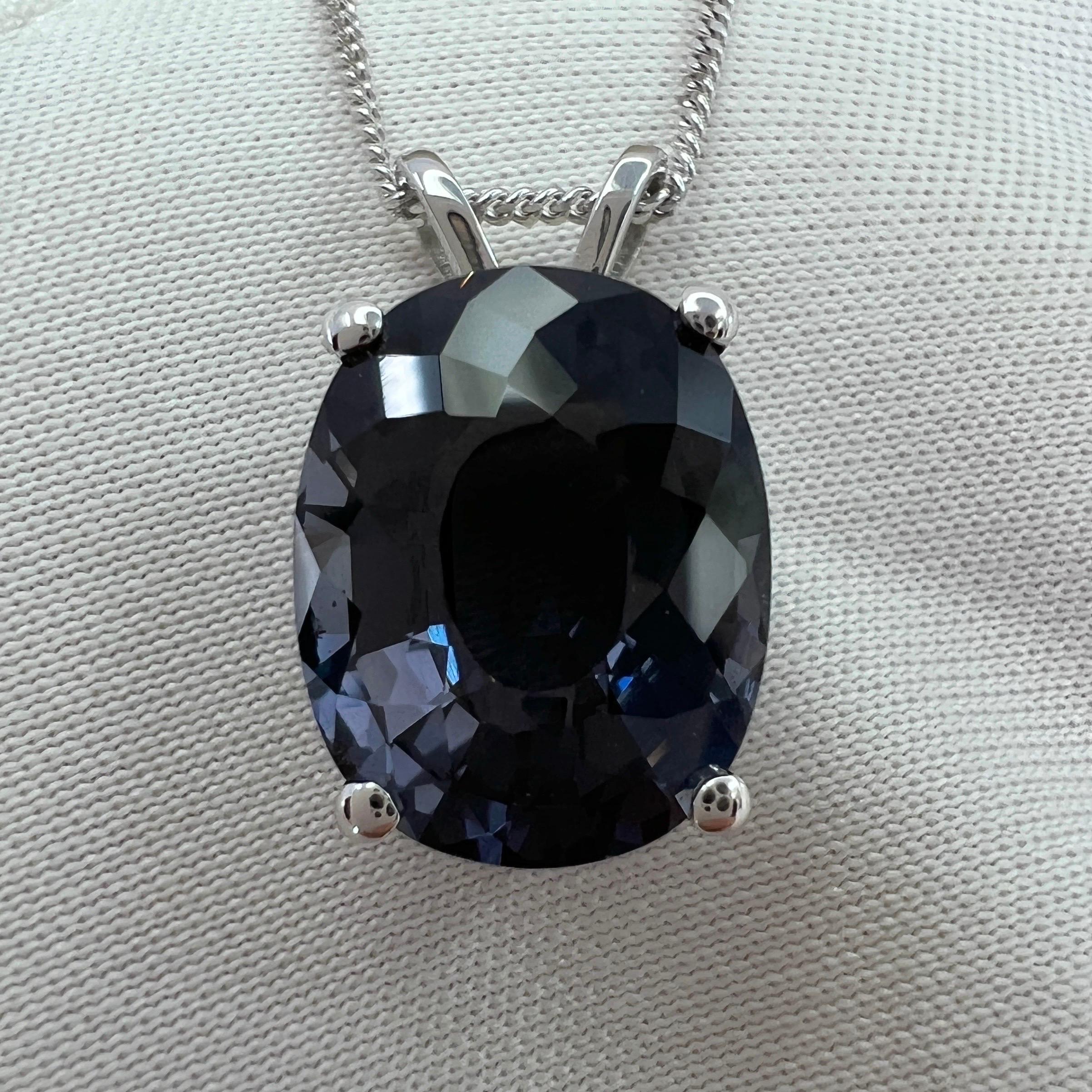 5.21ct Purple Grey Titanium Spinel Fancy Oval 18k White Gold Solitaire Pendant In New Condition For Sale In Birmingham, GB