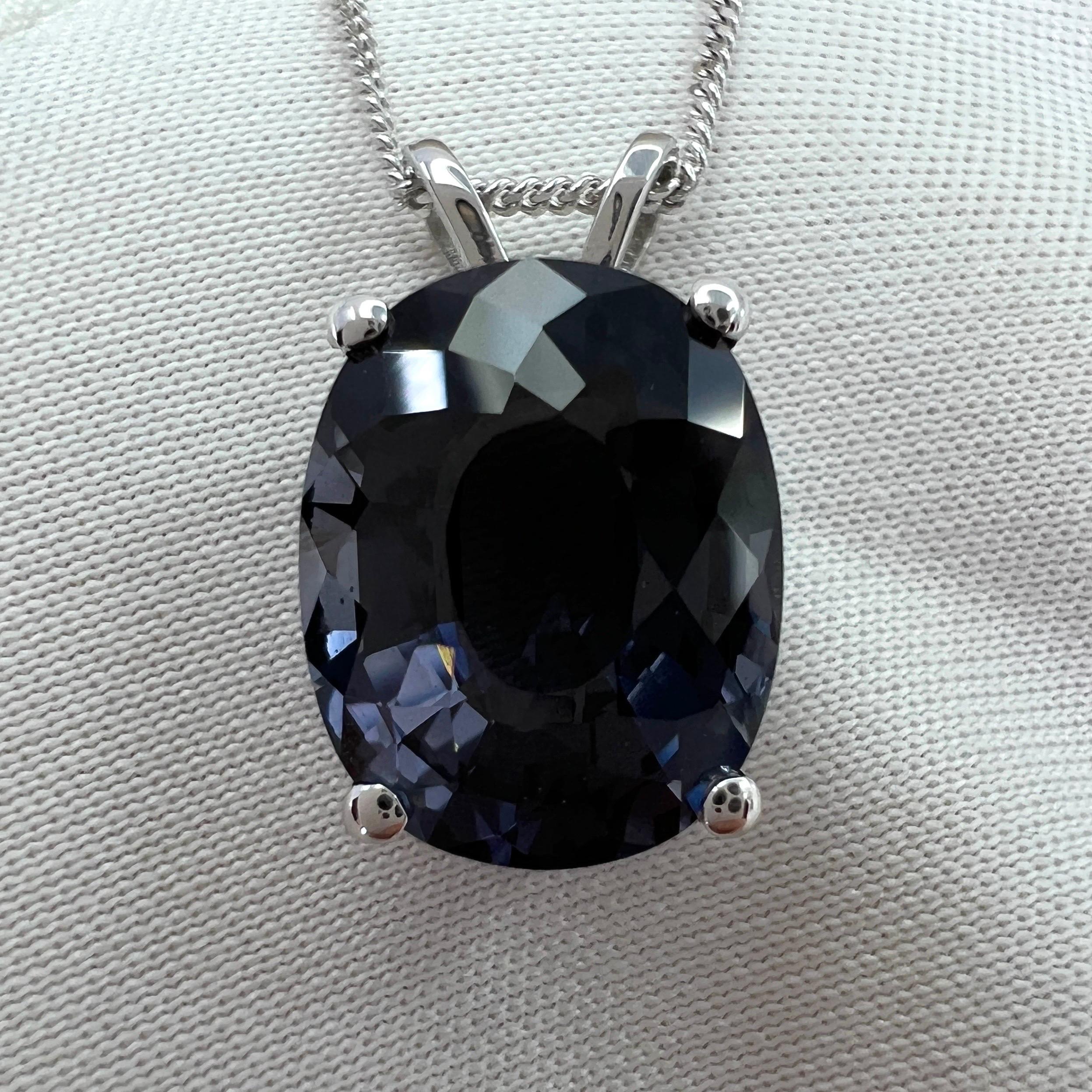 5.21ct Purple Grey Titanium Spinel Fancy Oval 18k White Gold Solitaire Pendant For Sale 1