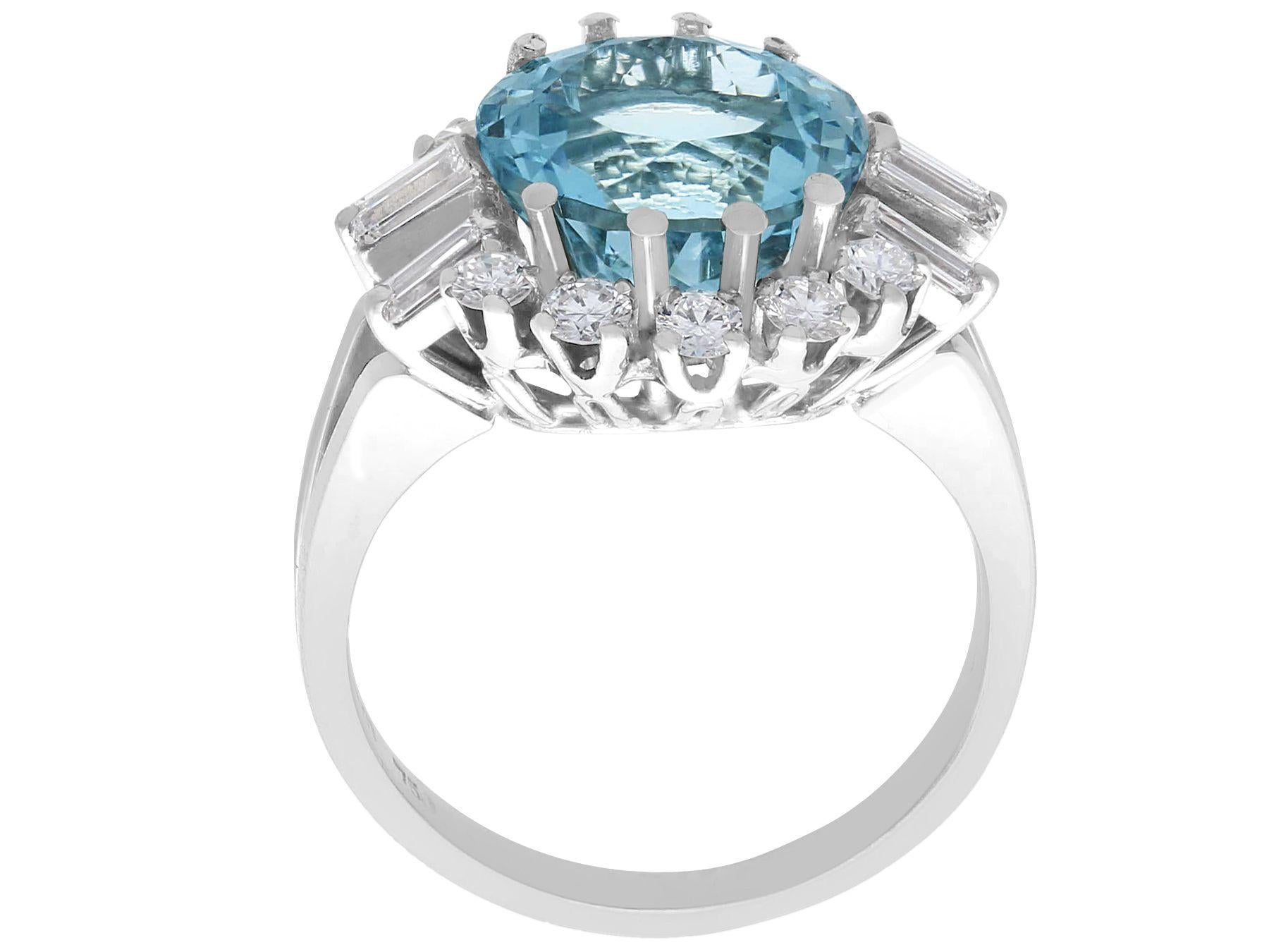 Women's 5.22 Carat Aquamarine and 1.10 Carat Diamond White Gold Cocktail Ring For Sale